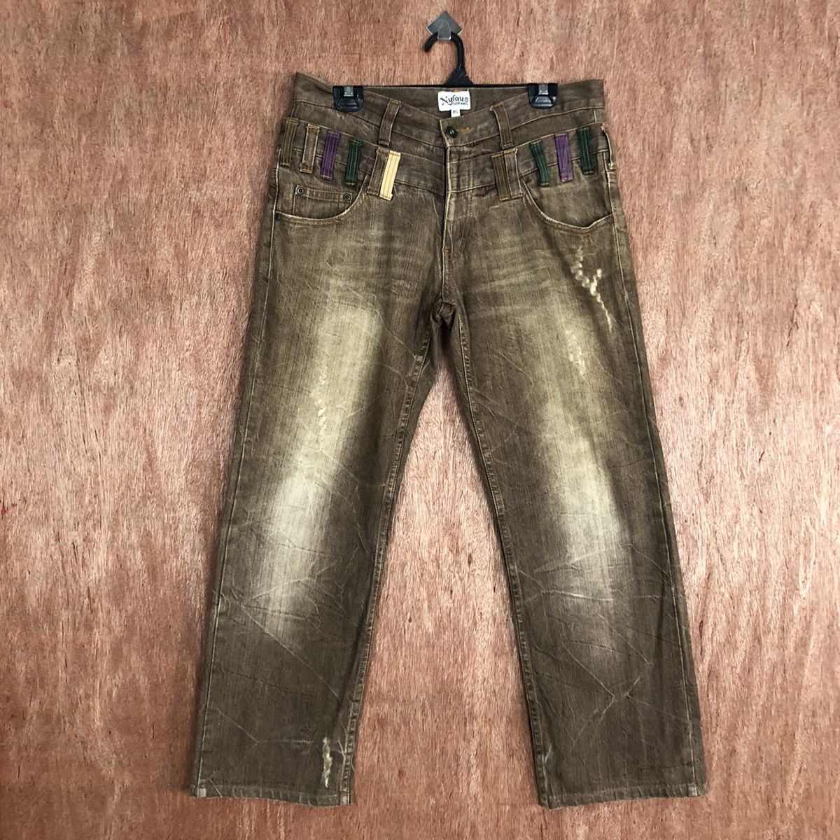 Japanese Brand Nylaus Clothing double waist faded denim #c740DL Size US 32 / EU 48 - 1 Thumbnail