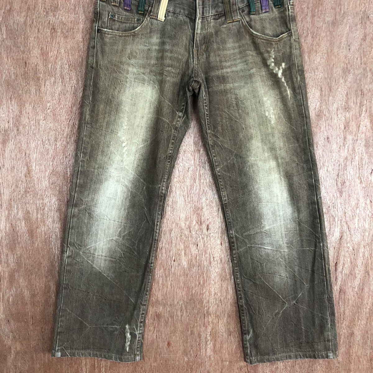 Japanese Brand Nylaus Clothing double waist faded denim #c740DL Size US 32 / EU 48 - 3 Thumbnail