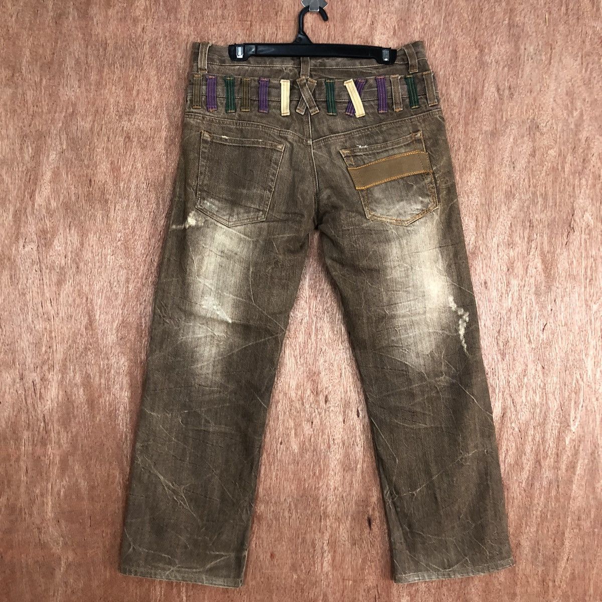 Japanese Brand Nylaus Clothing double waist faded denim #c740DL Size US 32 / EU 48 - 7 Thumbnail
