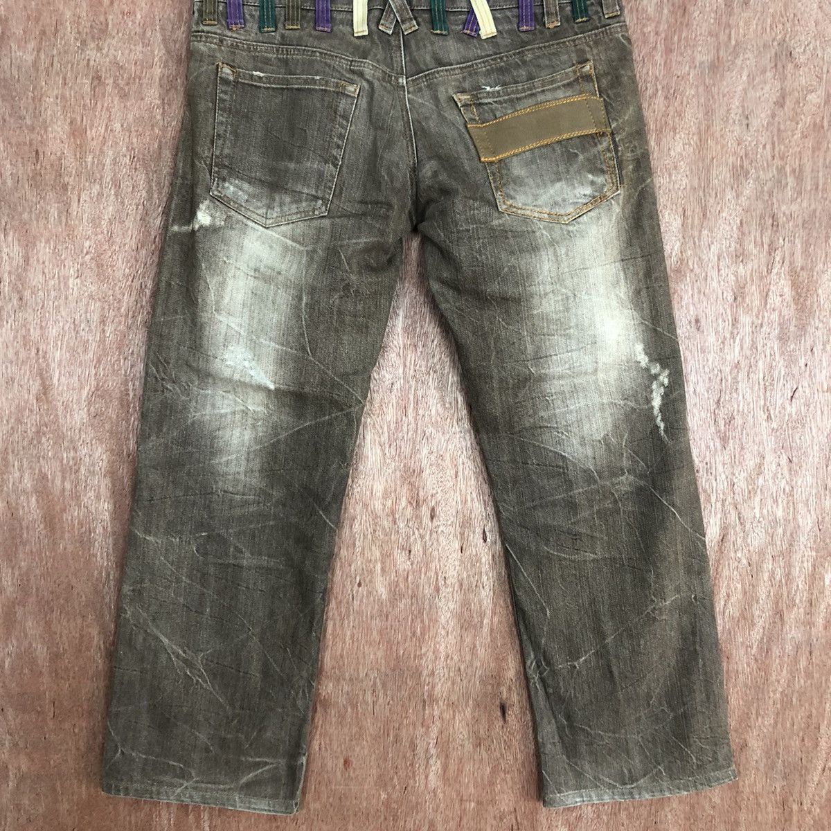 Japanese Brand Nylaus Clothing double waist faded denim #c740DL Size US 32 / EU 48 - 9 Thumbnail