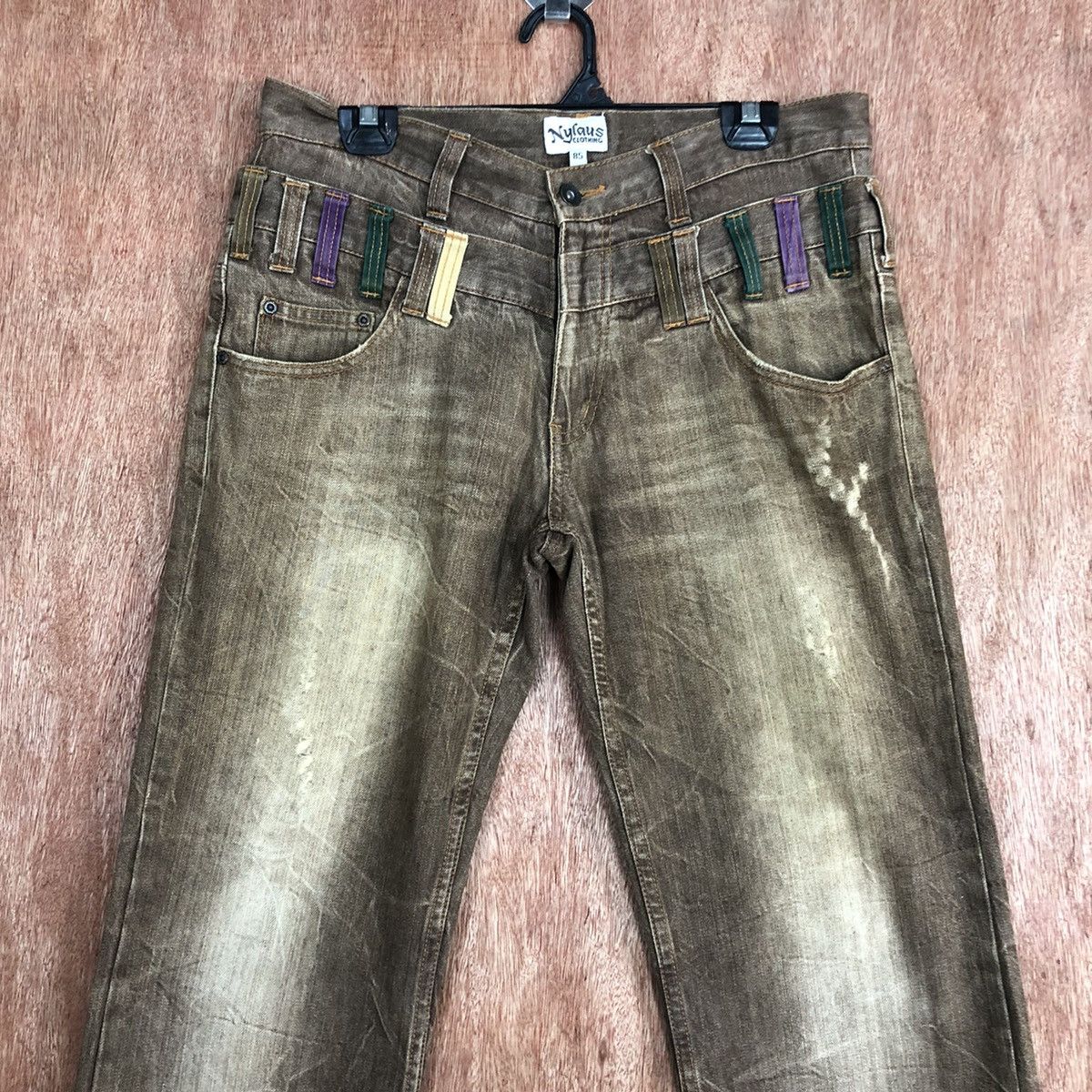 Japanese Brand Nylaus Clothing double waist faded denim #c740DL Size US 32 / EU 48 - 2 Thumbnail