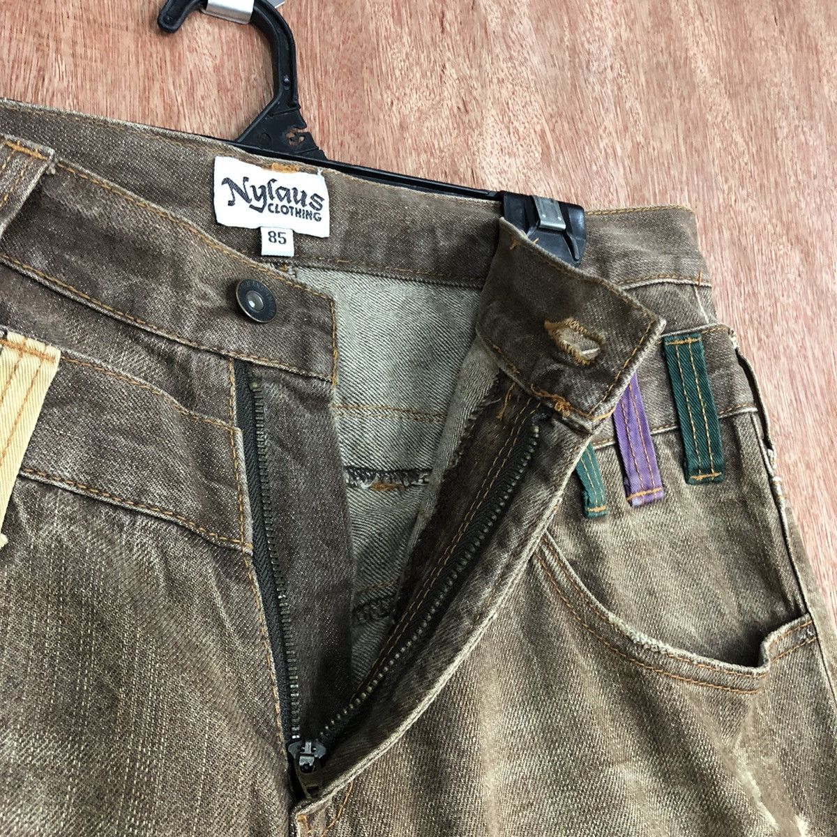 Japanese Brand Nylaus Clothing double waist faded denim #c740DL Size US 32 / EU 48 - 6 Thumbnail
