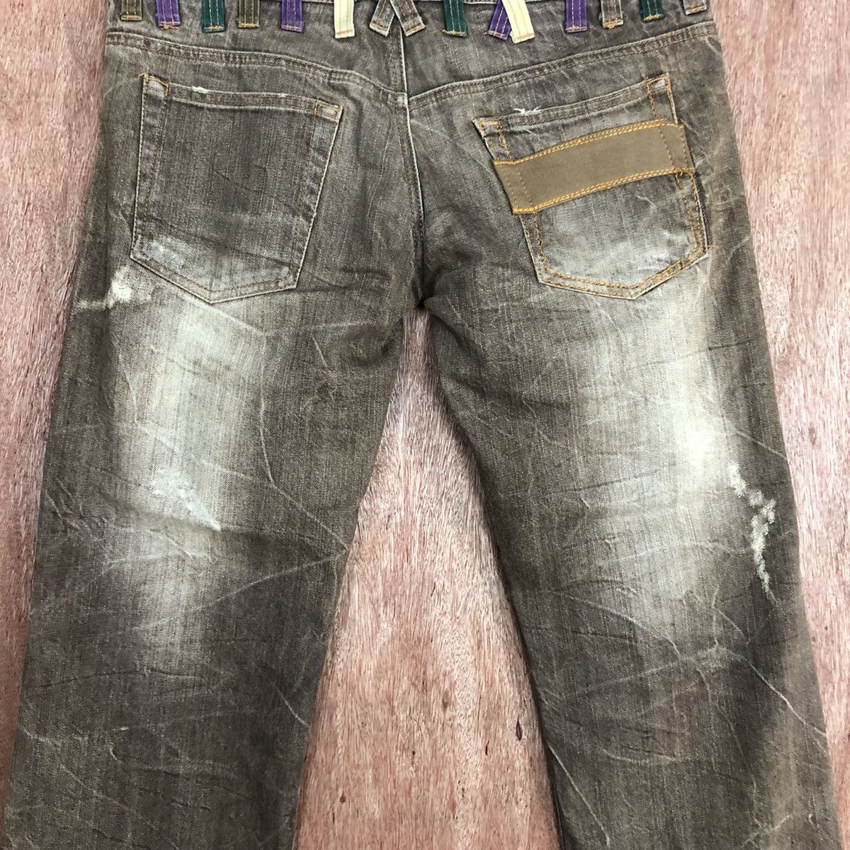 Japanese Brand Nylaus Clothing double waist faded denim #c740DL Size US 32 / EU 48 - 10 Thumbnail