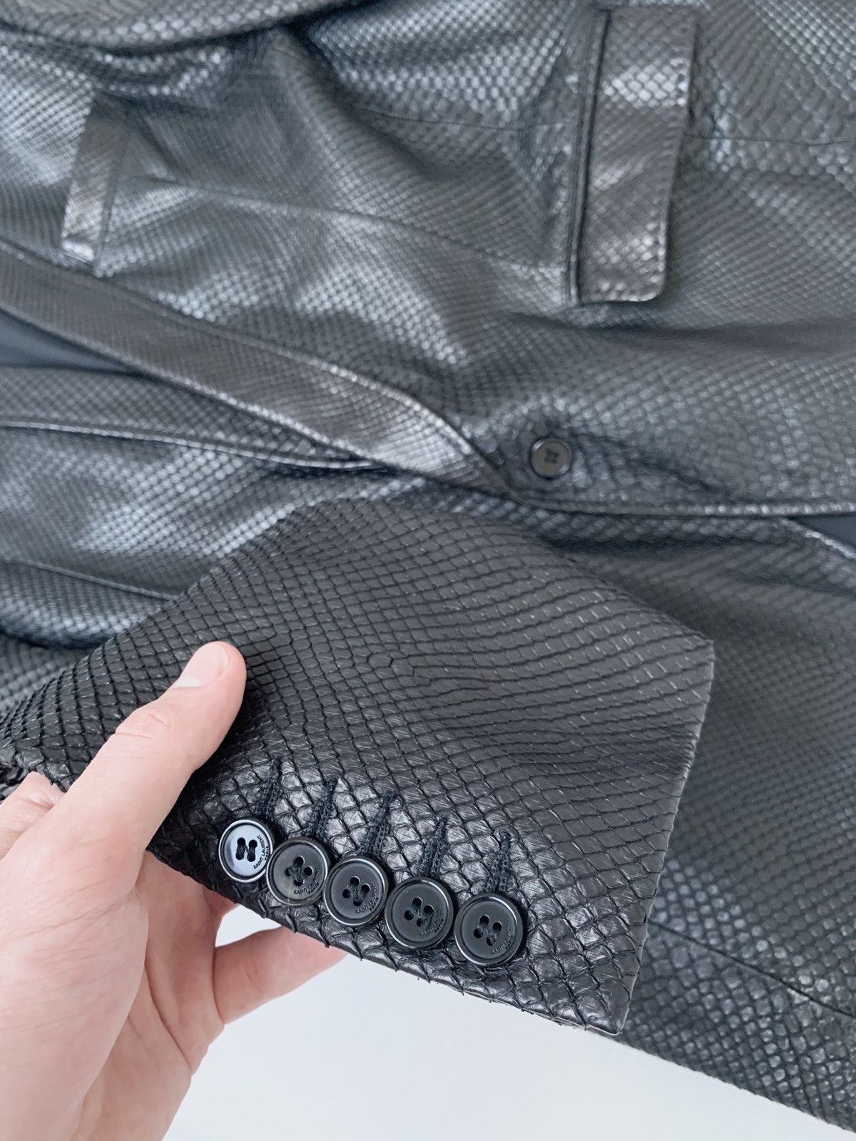 Hedi Slimane × Saint Laurent Paris 1/1 Sample SS2016 Python Skin Runway Leather Jacket Size US L / EU 52-54 / 3 - 11 Thumbnail