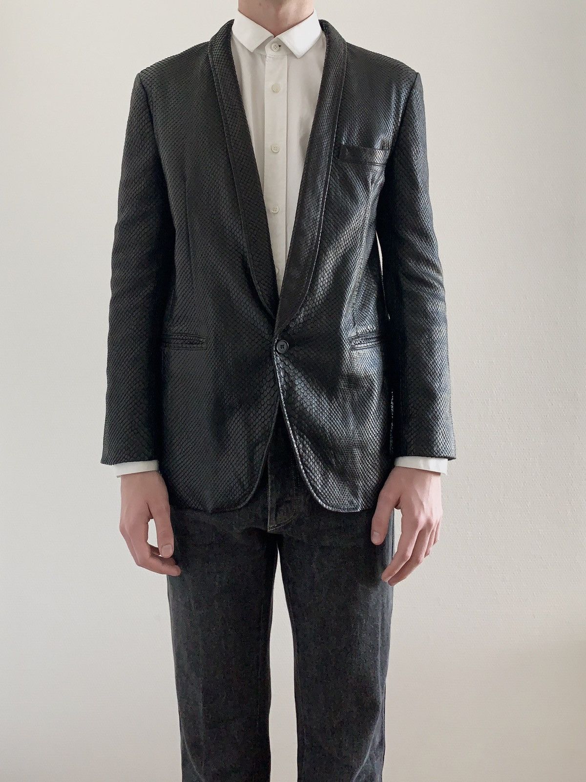 Hedi Slimane × Saint Laurent Paris 1/1 Sample SS2016 Python Skin Runway Leather Jacket Size US L / EU 52-54 / 3 - 5 Thumbnail