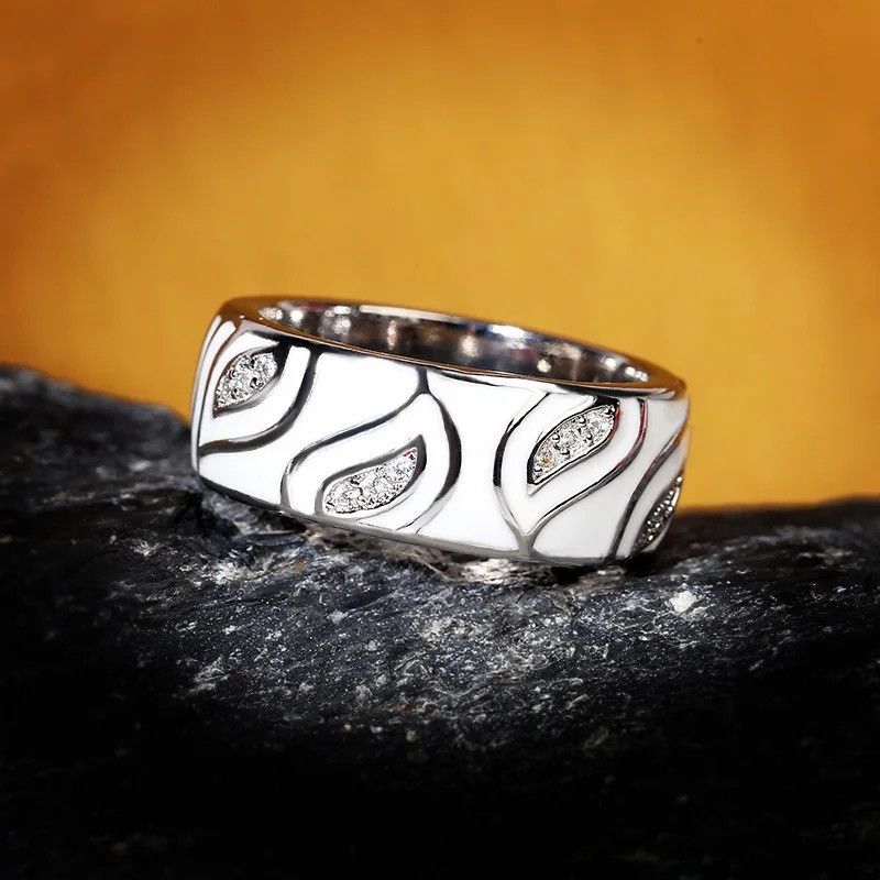 Jewelry Creative Handmade Leaves Charming Enamel Heart Ring Size ONE SIZE - 4 Thumbnail