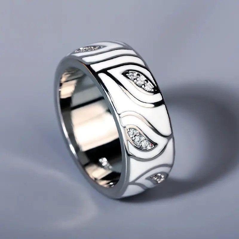 Jewelry Creative Handmade Leaves Charming Enamel Heart Ring Size ONE SIZE - 5 Thumbnail