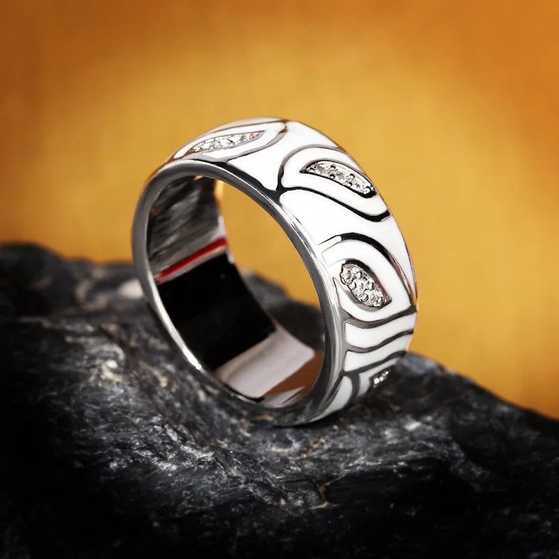 Jewelry Creative Handmade Leaves Charming Enamel Heart Ring Size ONE SIZE - 1 Thumbnail