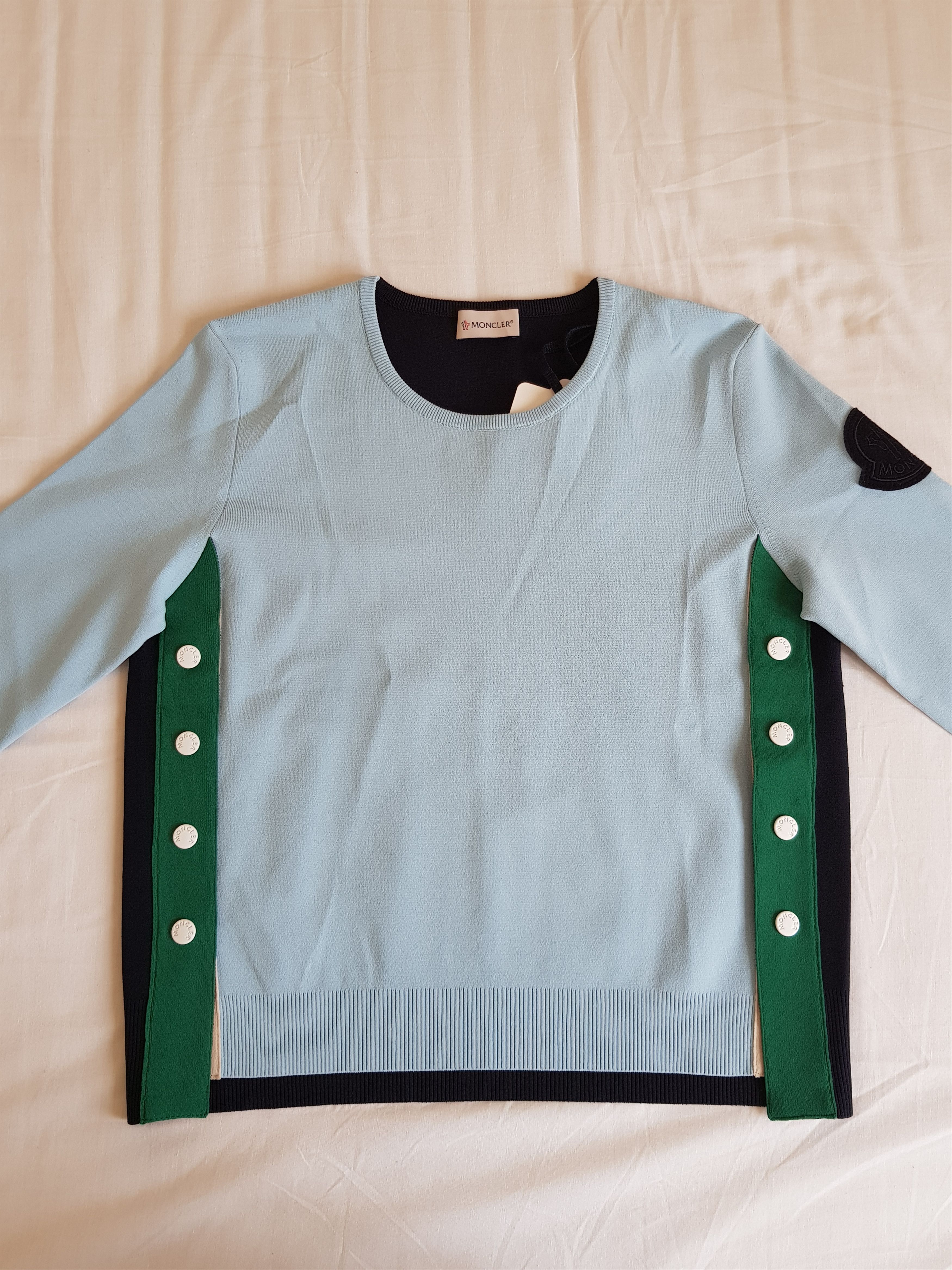 image of Moncler Blue Monogram Sweater, Men's (Size Small)