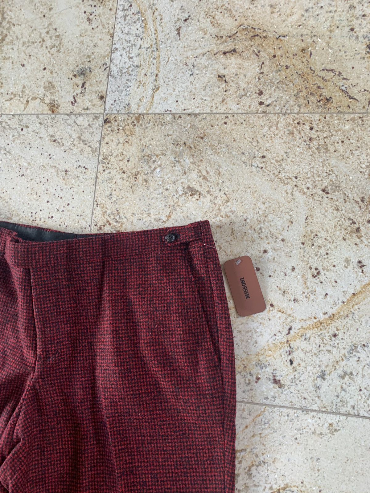 Missoni Houndstooth Red & Black Trousers in Wool Size US 38 / EU 54 - 7 Thumbnail