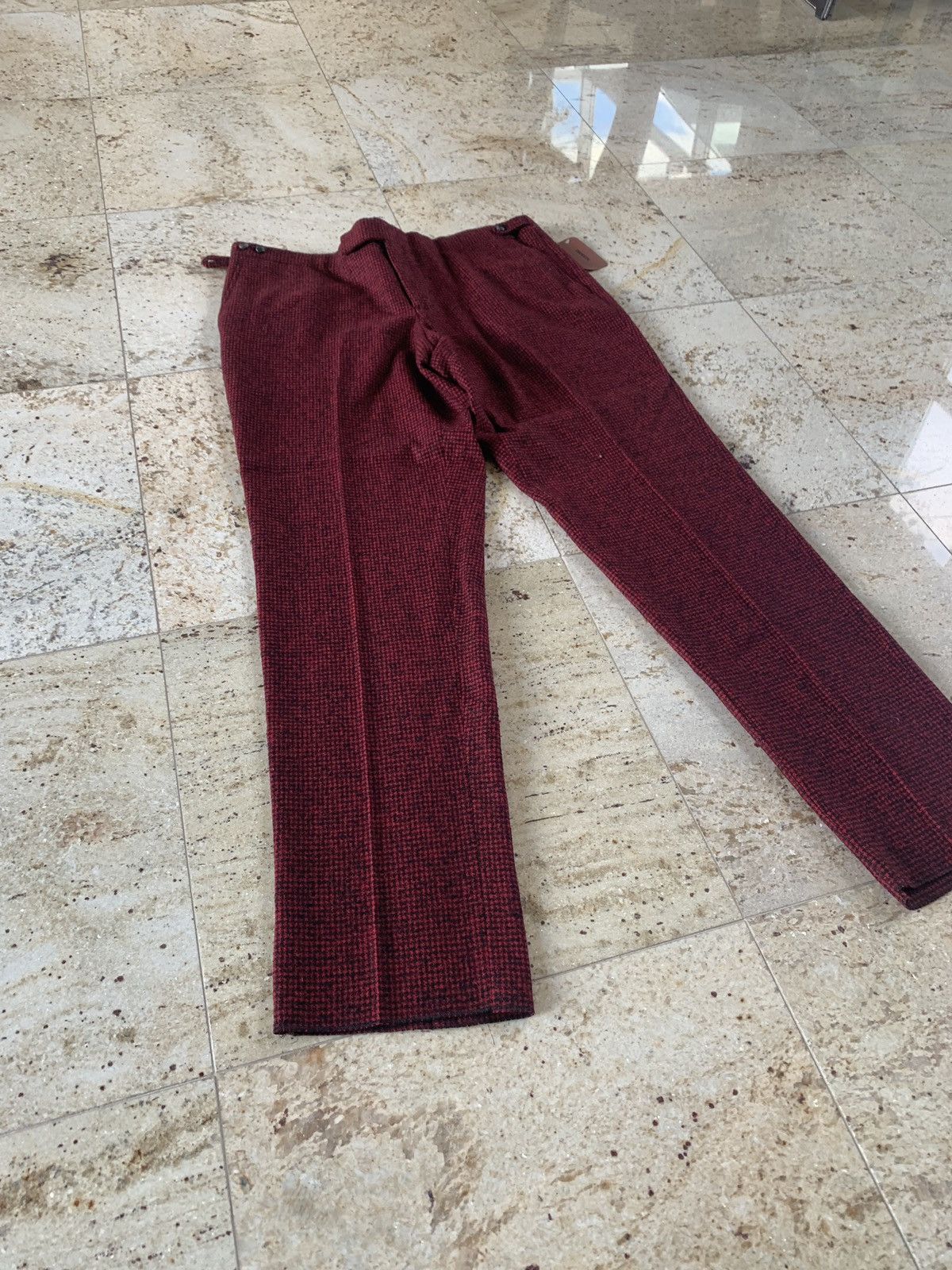 Missoni Houndstooth Red & Black Trousers in Wool Size US 38 / EU 54 - 6 Thumbnail