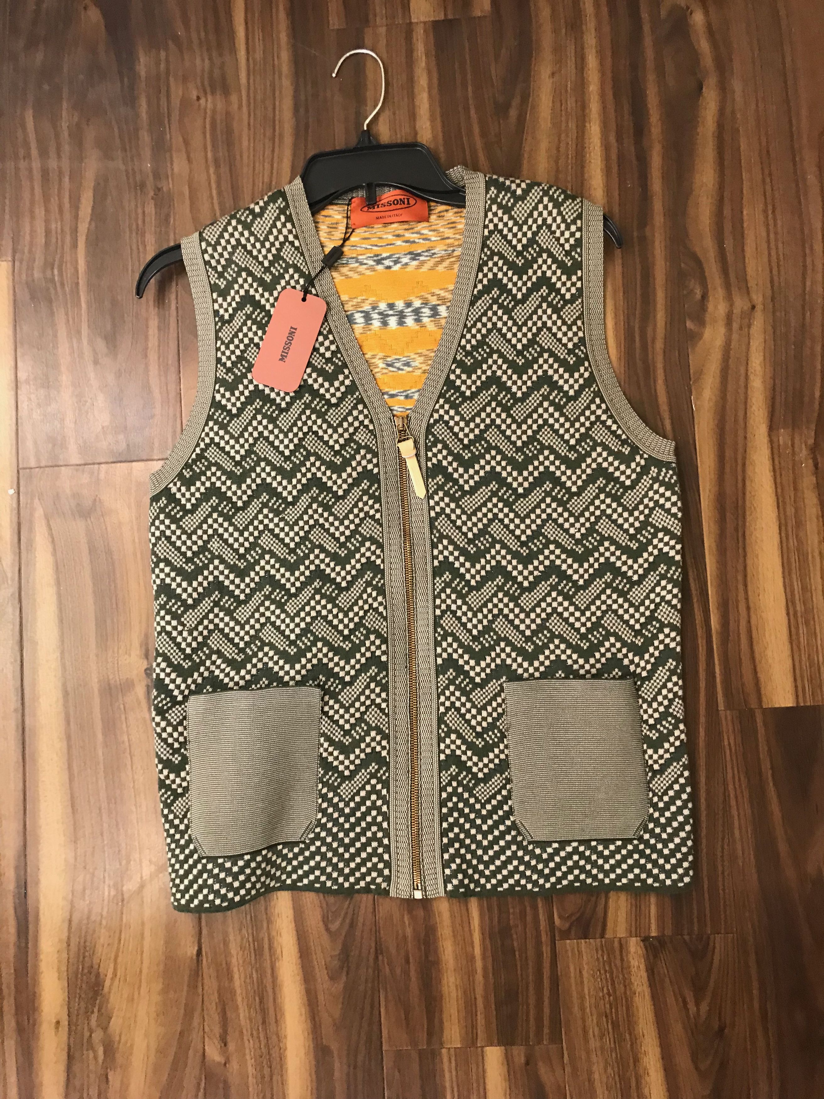 Missoni Herringbone Green Knit Vest Size US S / EU 44-46 / 1 - 1 Thumbnail