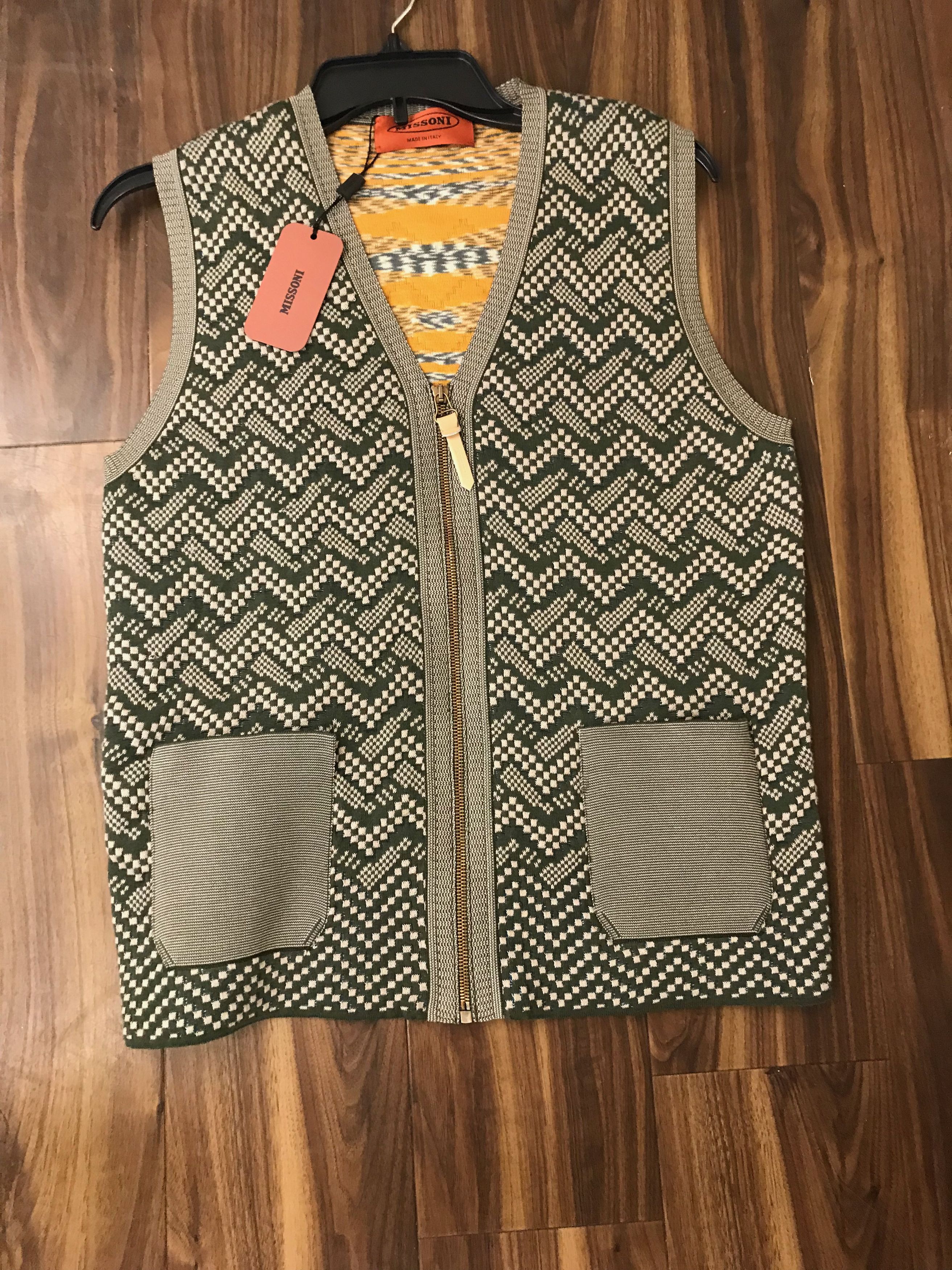 Missoni Herringbone Green Knit Vest Size US S / EU 44-46 / 1 - 7 Thumbnail