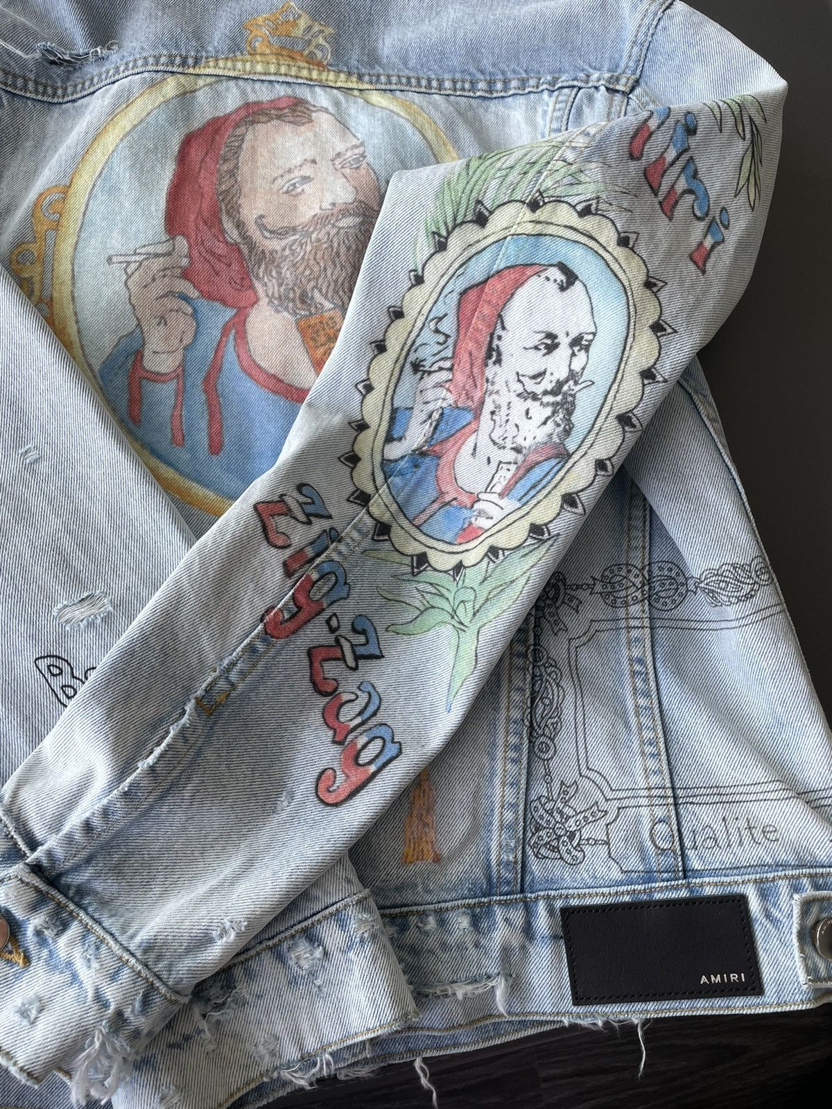 Amiri $1,900 Value Runway Limited Zig Zag Denim Trucker Jacket Size US L / EU 52-54 / 3 - 13 Thumbnail