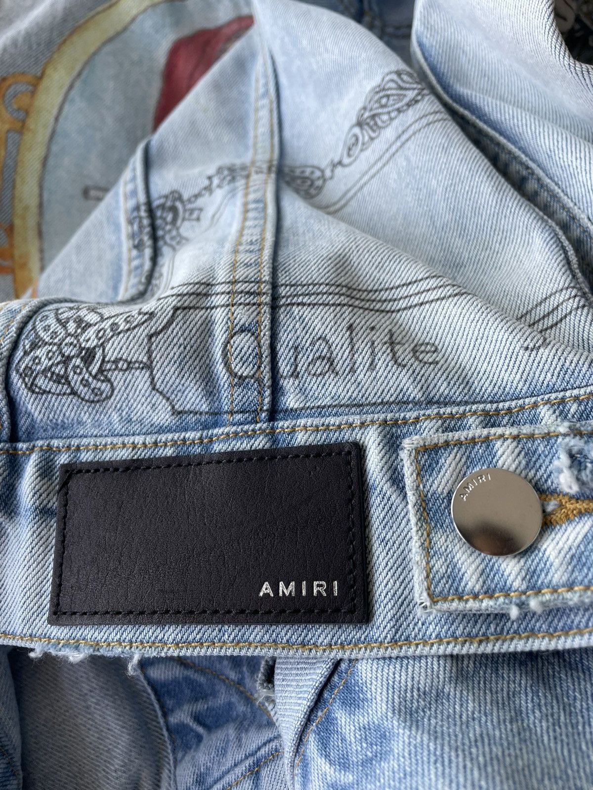 Amiri $1,900 Value Runway Limited Zig Zag Denim Trucker Jacket Size US L / EU 52-54 / 3 - 9 Thumbnail