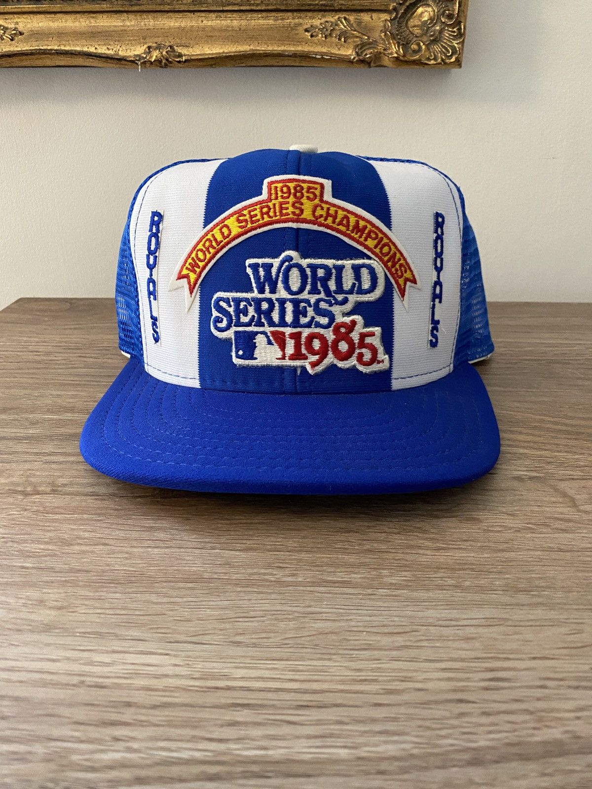 image of Mlb x Trucker Hat Vintage 1985 Kansas City Royals World Series Trucker Hat in Blue, Men's