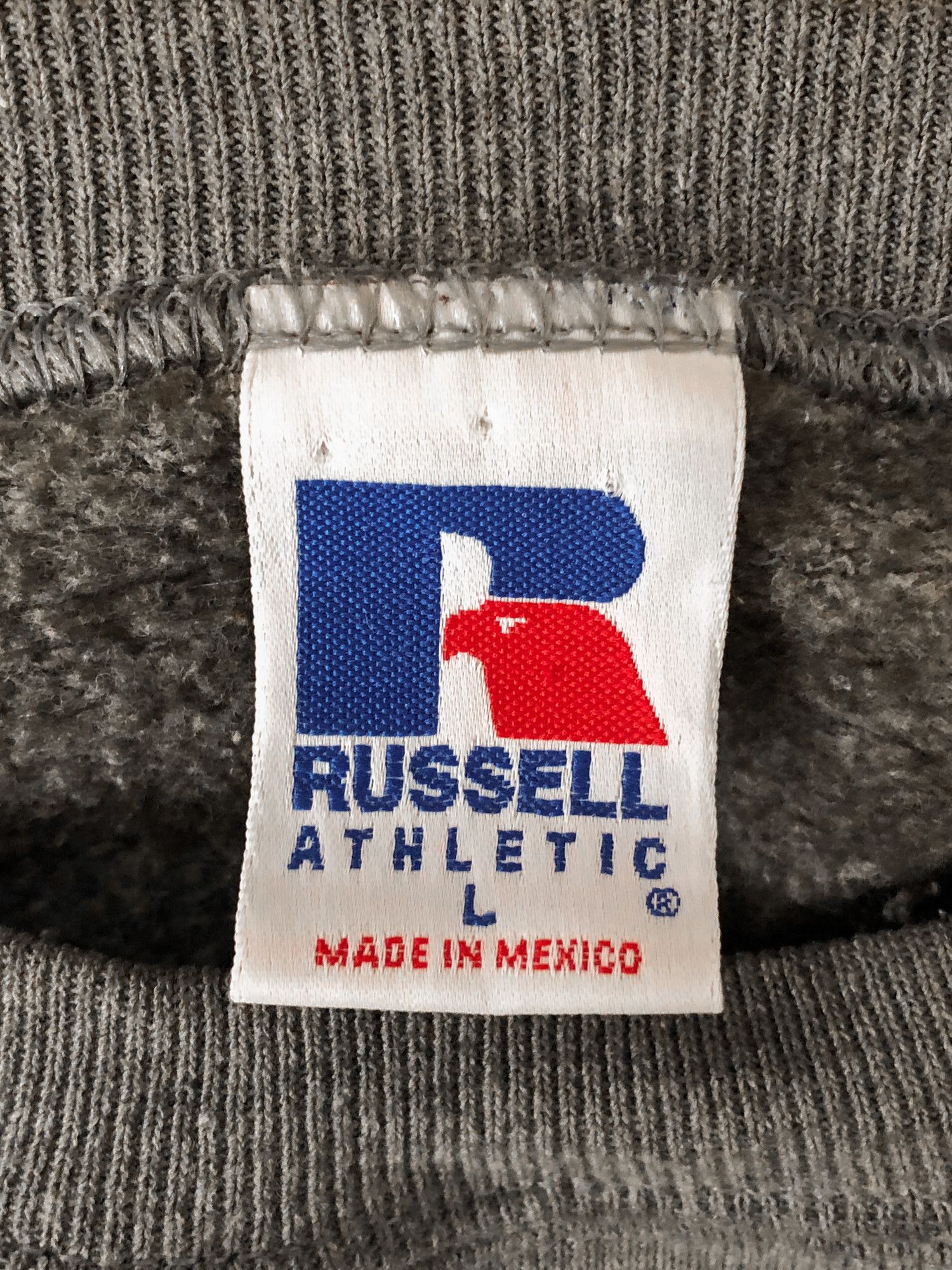 Russell Athletic × Vintage 90s Boxy Faded Mud Green Russell Athletic Sweatshirt Size US L / EU 52-54 / 3 - 3 Thumbnail