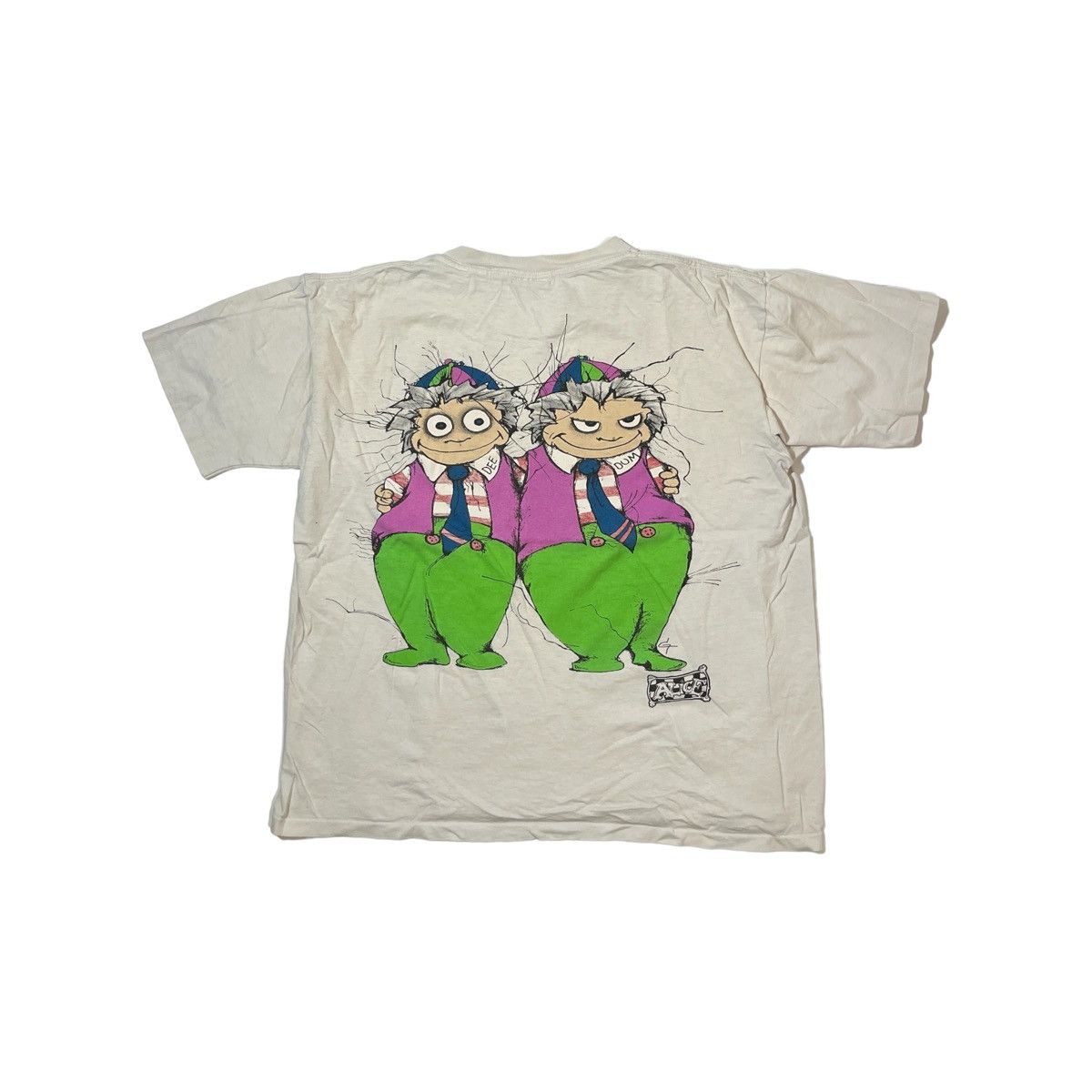 image of Made In USA x Movie 90's Alice In Wonderland Tweedledee & Tweedledum Tee in White, Men's (Size Larg