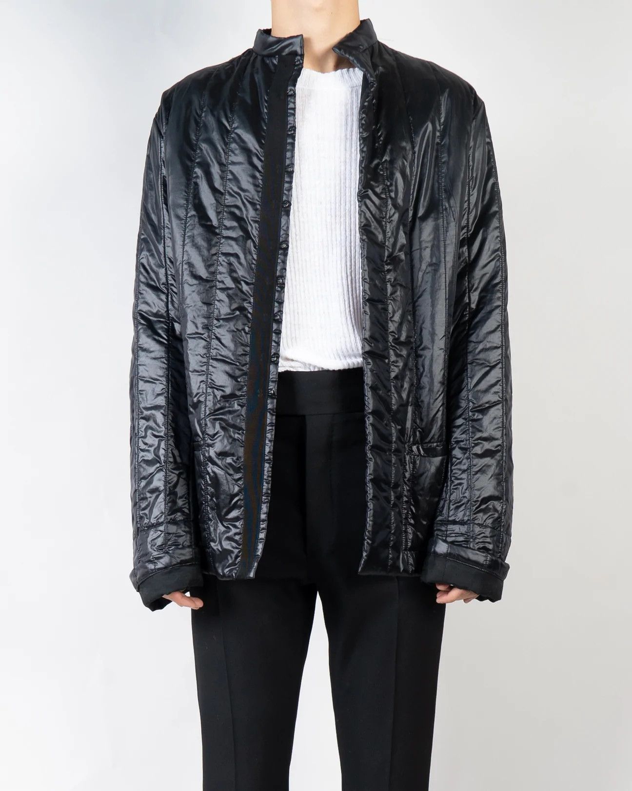 image of Haider Ackermann Fw18 Black Quilted Straight Jacket Sample, Men's (Size Small)
