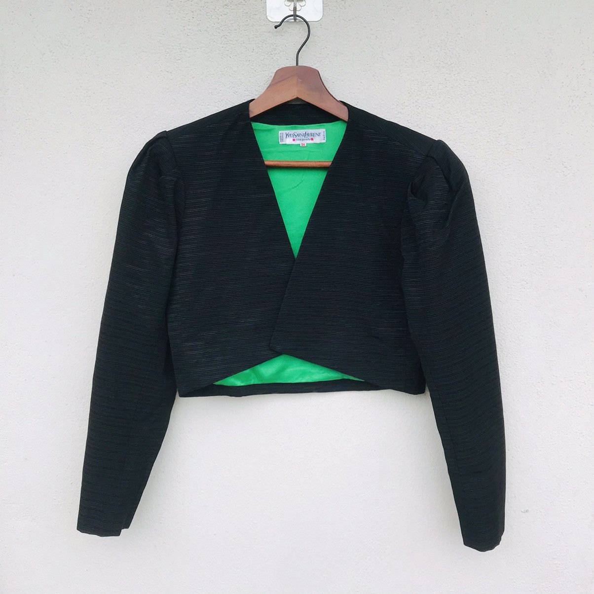 image of Vintage 80's YVES Saint Laurent Cropped Top Made In France in Black, Women's (Size XS)