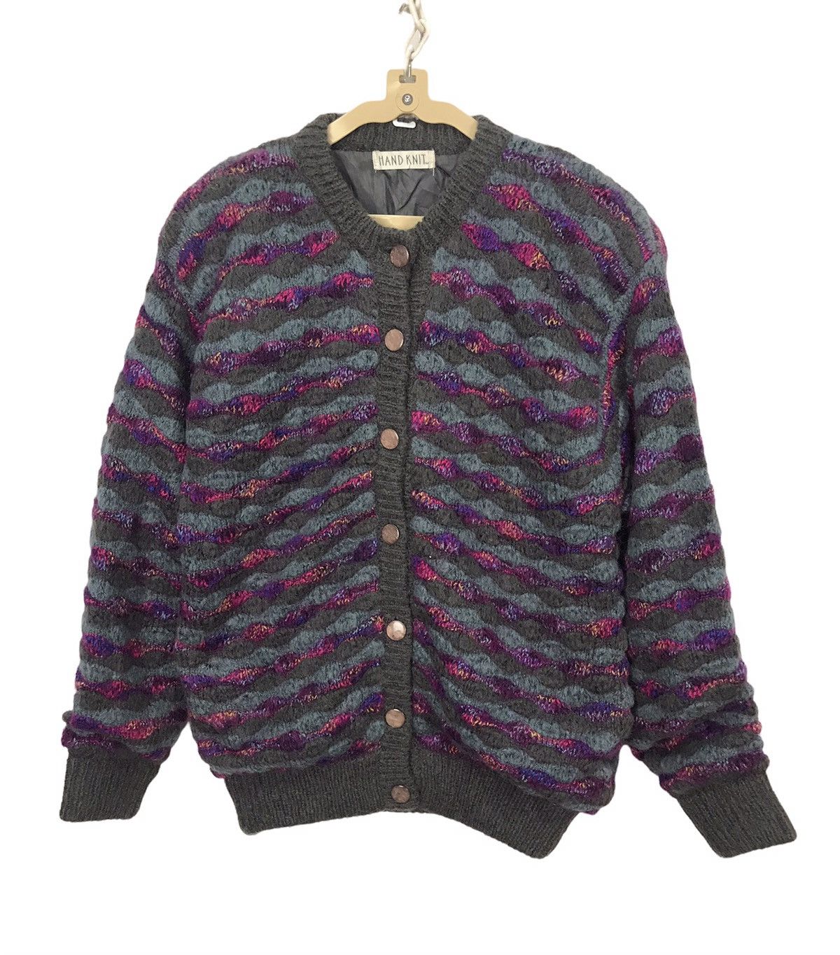 Japanese Brand Wool knit button up ladies sweater by hand knit Size ONE SIZE - 1 Thumbnail