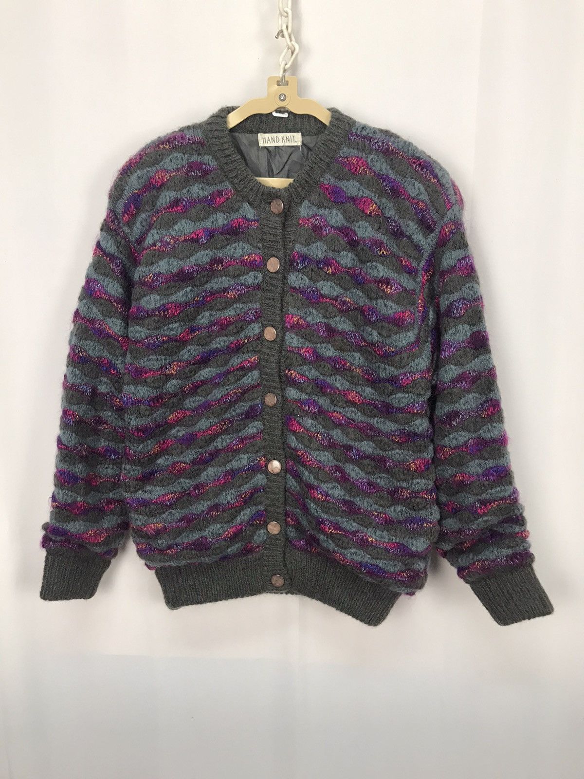 Japanese Brand Wool knit button up ladies sweater by hand knit Size ONE SIZE - 6 Thumbnail