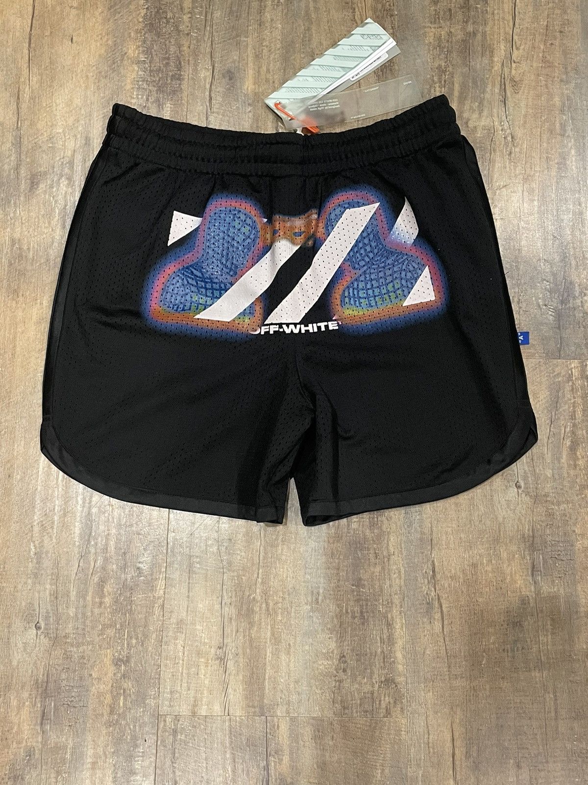 OFF-WHITE Airport Tape Mesh Shorts Black/Multicolor