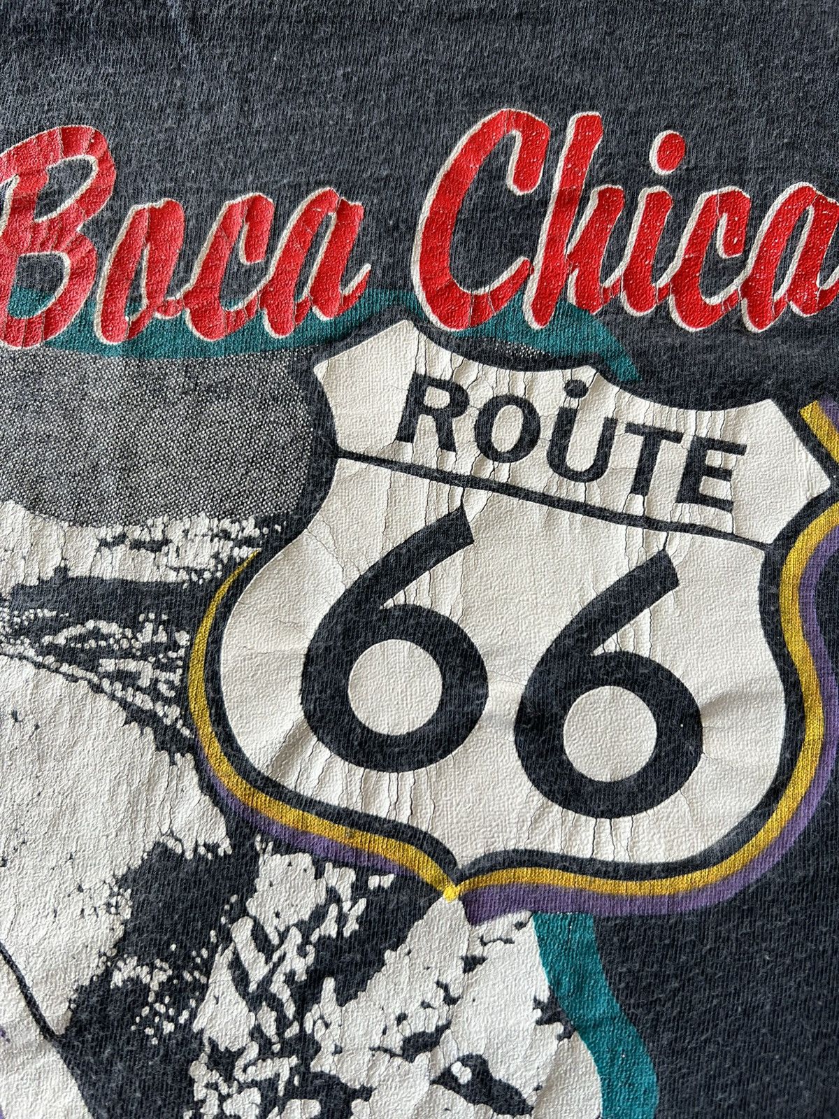 Band Tees Vintage 90s Route 66 Bar Rest Boca Chica Faded Black Tee Size US L / EU 52-54 / 3 - 14 Thumbnail