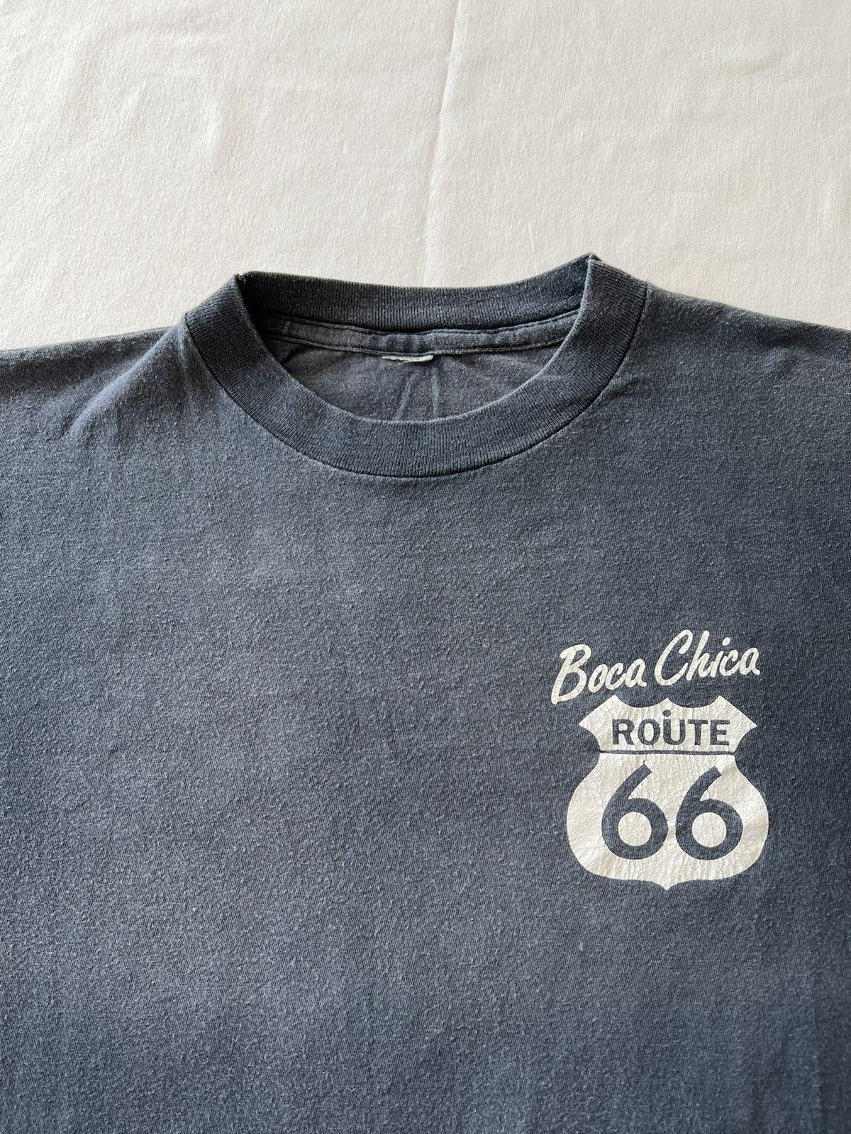 Band Tees Vintage 90s Route 66 Bar Rest Boca Chica Faded Black Tee Size US L / EU 52-54 / 3 - 4 Thumbnail