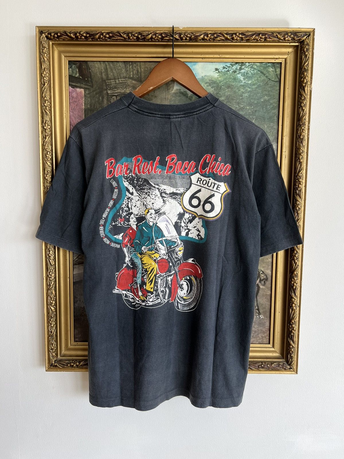 Band Tees Vintage 90s Route 66 Bar Rest Boca Chica Faded Black Tee Size US L / EU 52-54 / 3 - 1 Thumbnail