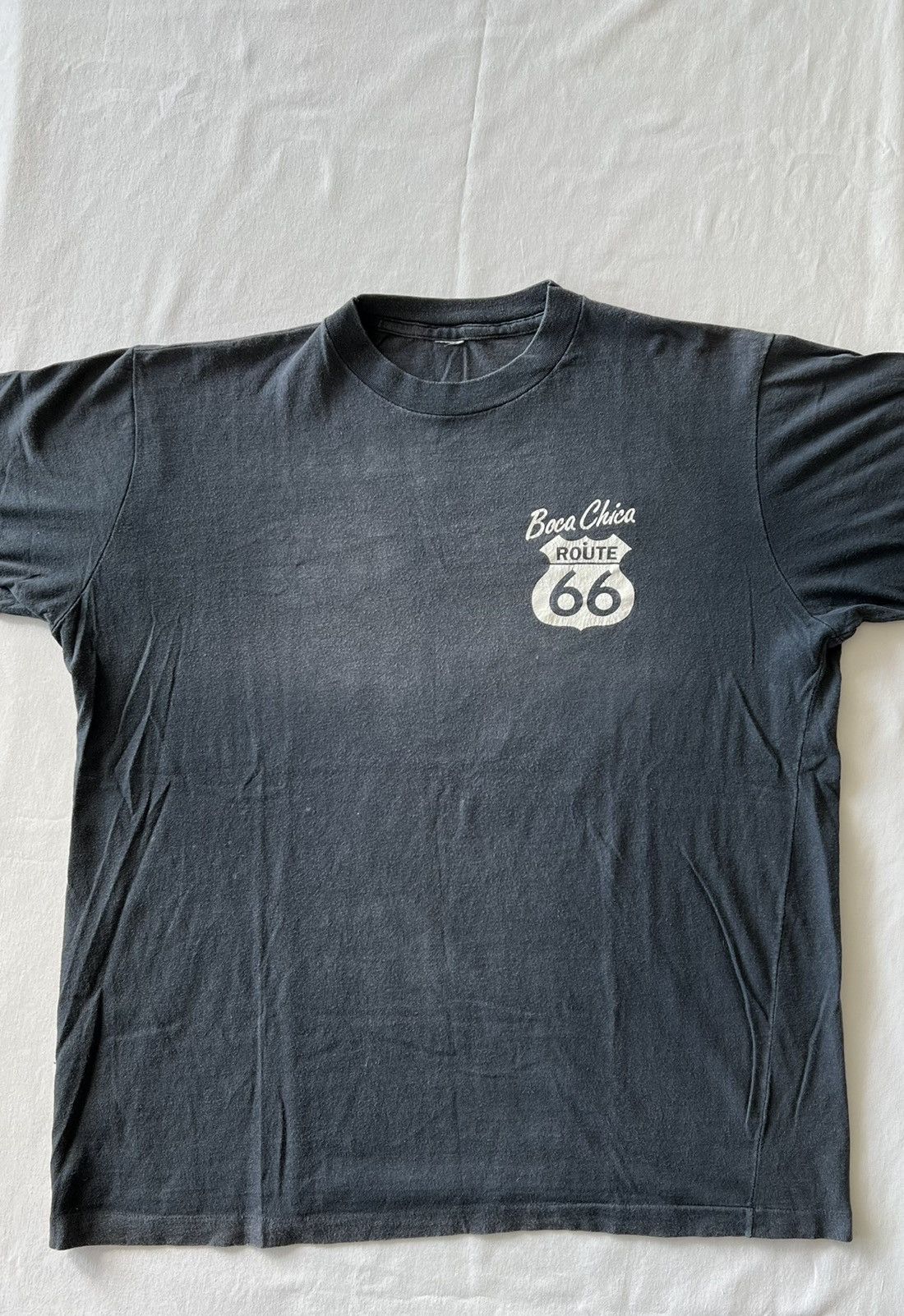 Band Tees Vintage 90s Route 66 Bar Rest Boca Chica Faded Black Tee Size US L / EU 52-54 / 3 - 3 Thumbnail