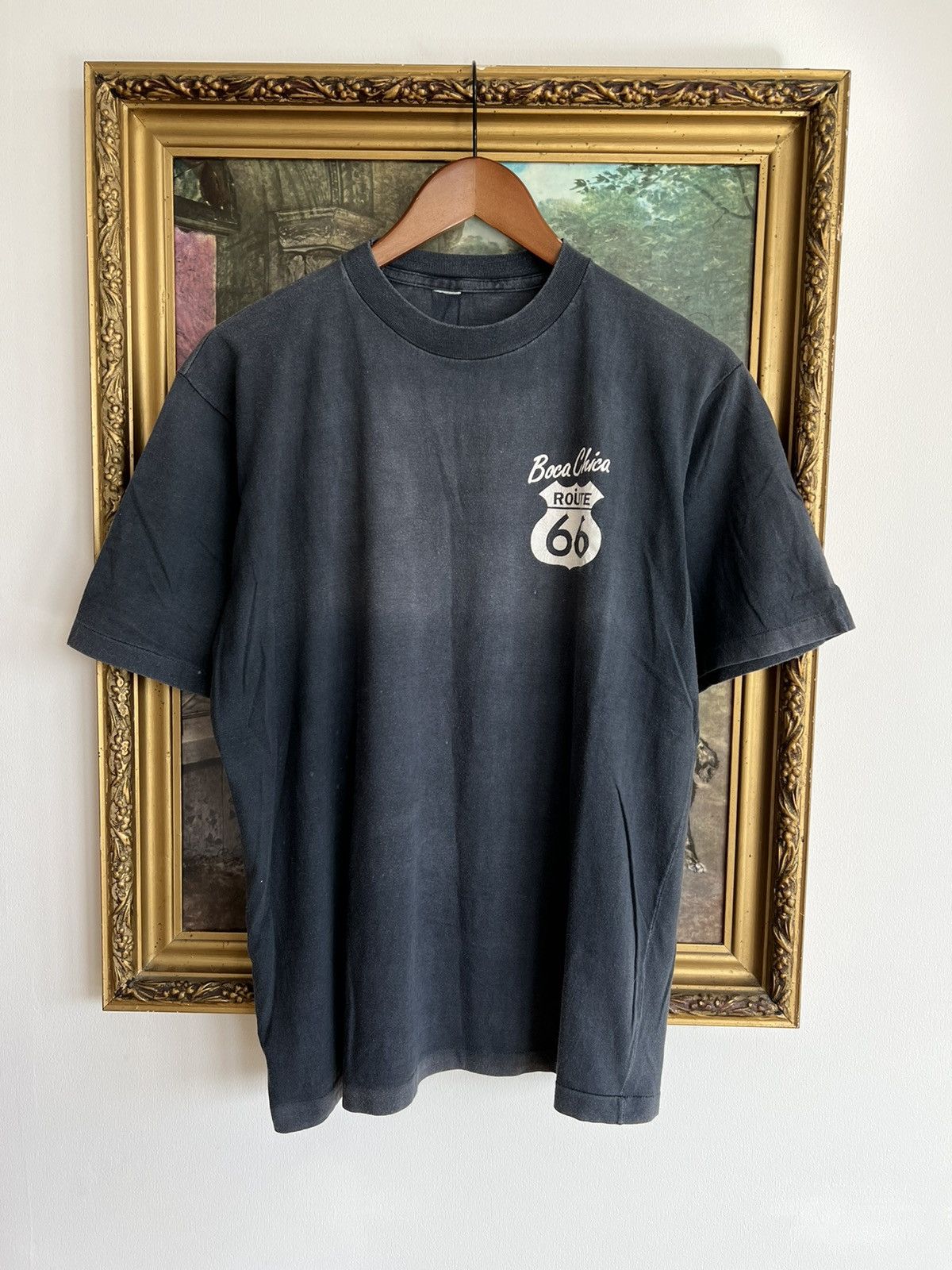 Band Tees Vintage 90s Route 66 Bar Rest Boca Chica Faded Black Tee Size US L / EU 52-54 / 3 - 2 Thumbnail