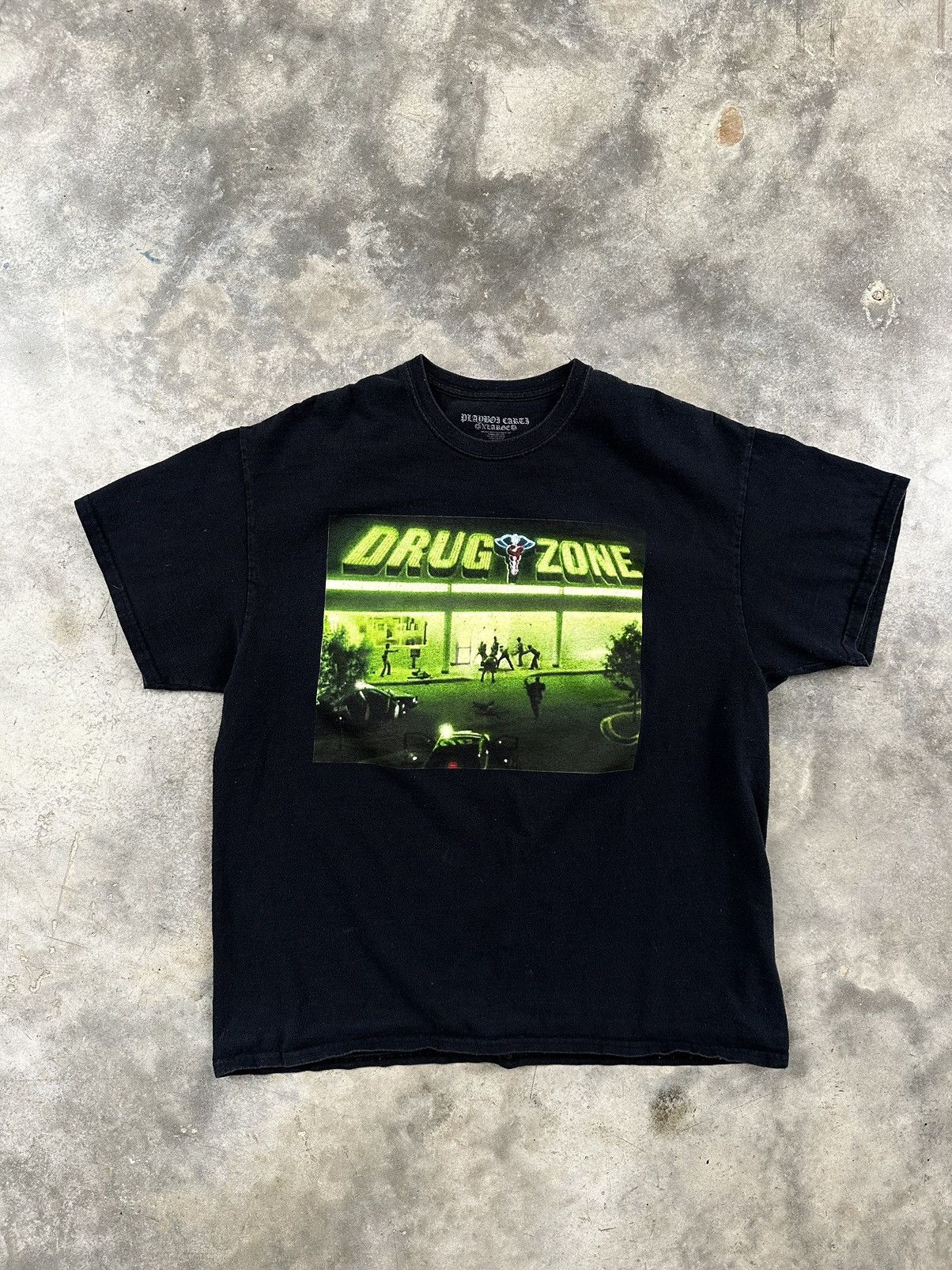 image of Playboi Carti Black Neon Tour " Drug Zone " Tee Sz. Xl, Men's