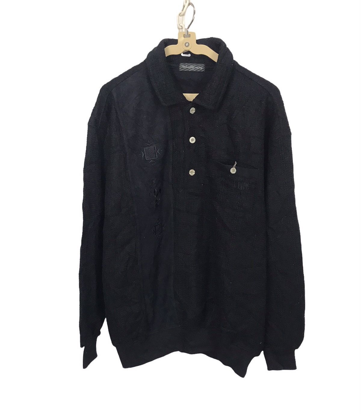 Japanese Brand × Vintage Knit sweatshirt half button single pocket by wood country Size US L / EU 52-54 / 3 - 1 Thumbnail