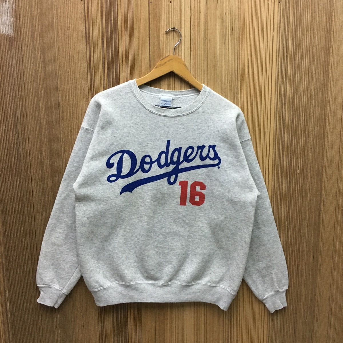 image of Los Angeles Dodgers x Mlb Vintage 90's Dodgers No 16 Nomo Baseball Sweatshirt in Red (Size Medium)