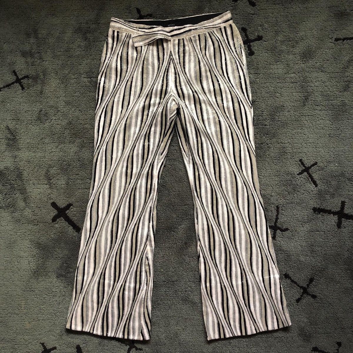Gucci × Tom Ford Gucci by Tom Ford Spring 2000 Beaded Flared Pants RARE Size US 30 / EU 46 - 1 Thumbnail