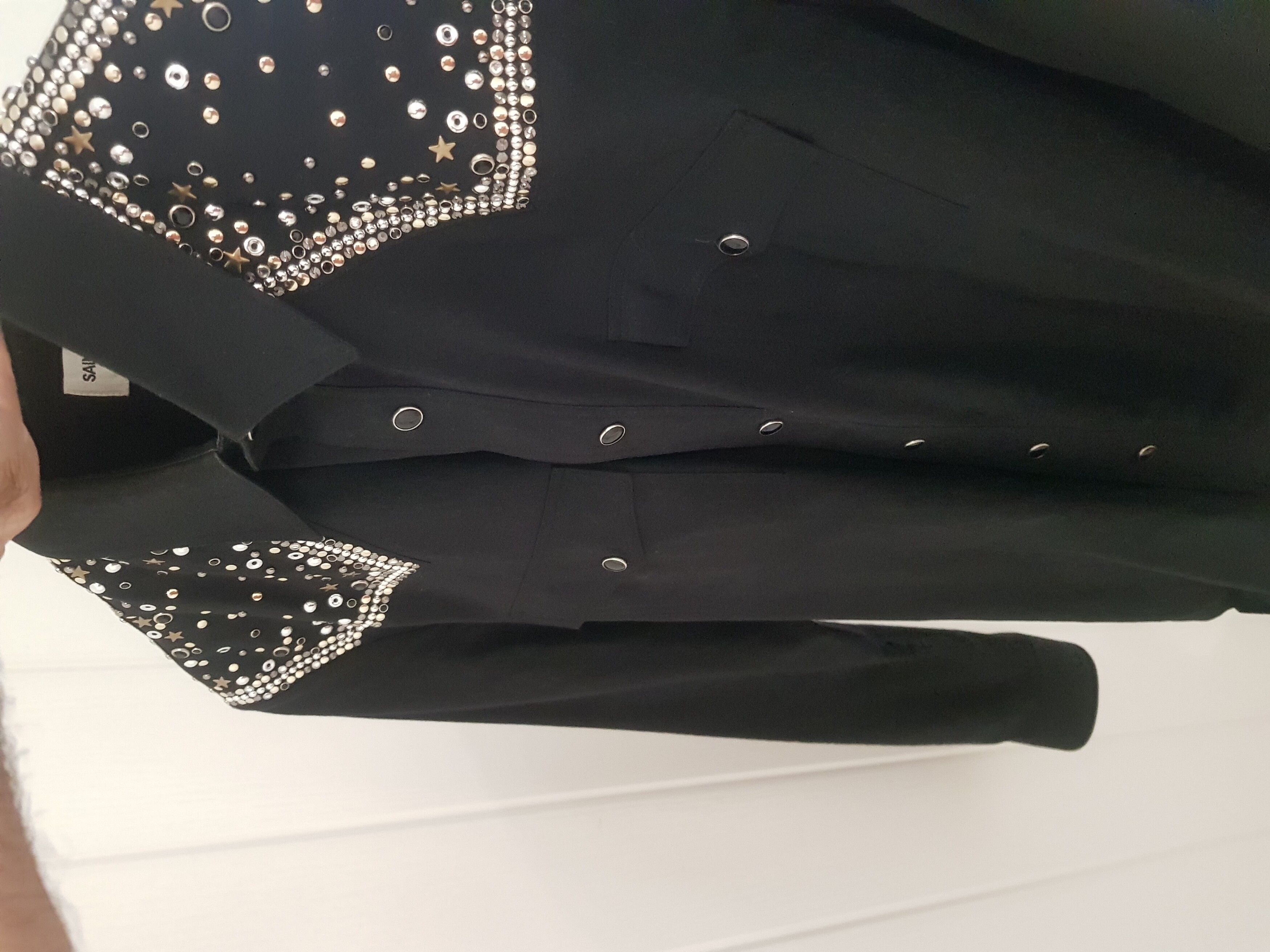 Pre-owned Saint Laurent Studded Embellished Shirt 39 In Black