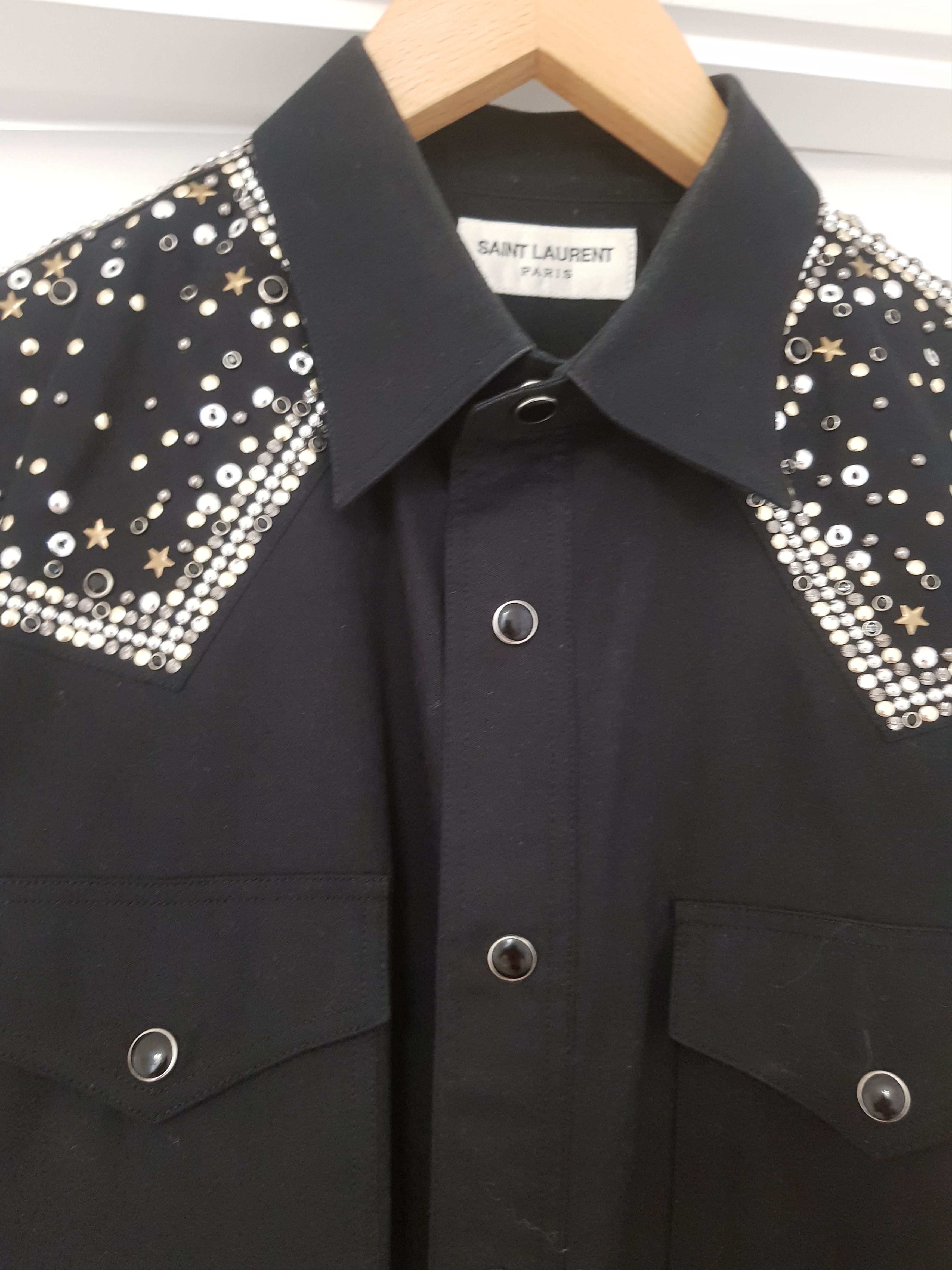 Saint Laurent Paris SAINT LAURENT Studded Embellished Shirt 39 Size US M / EU 48-50 / 2 - 1 Thumbnail