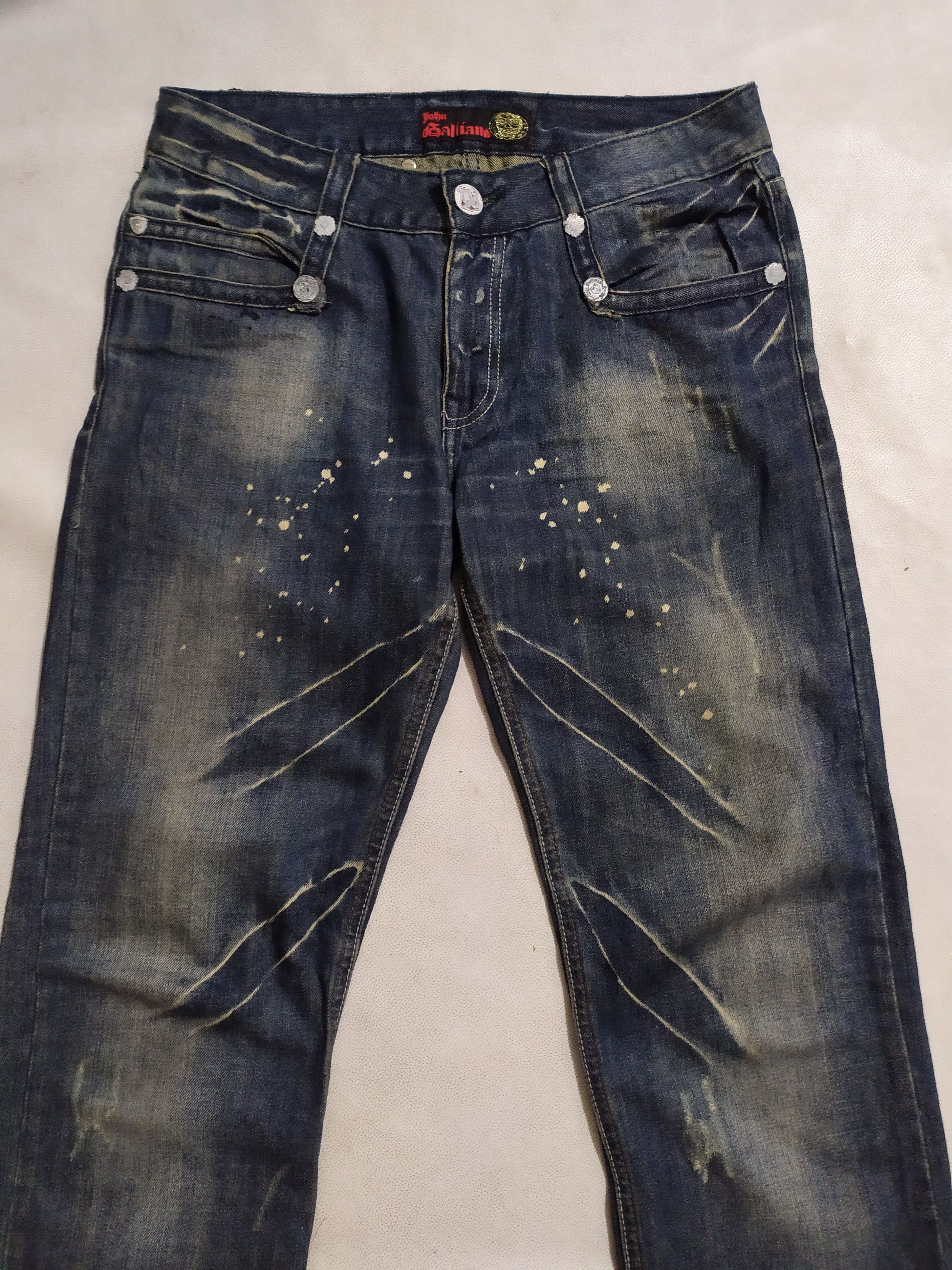 John Galliano 🔥John Galliano 2008 Denim painter distressed Jeans Pants Size US 30 / EU 46 - 6 Thumbnail