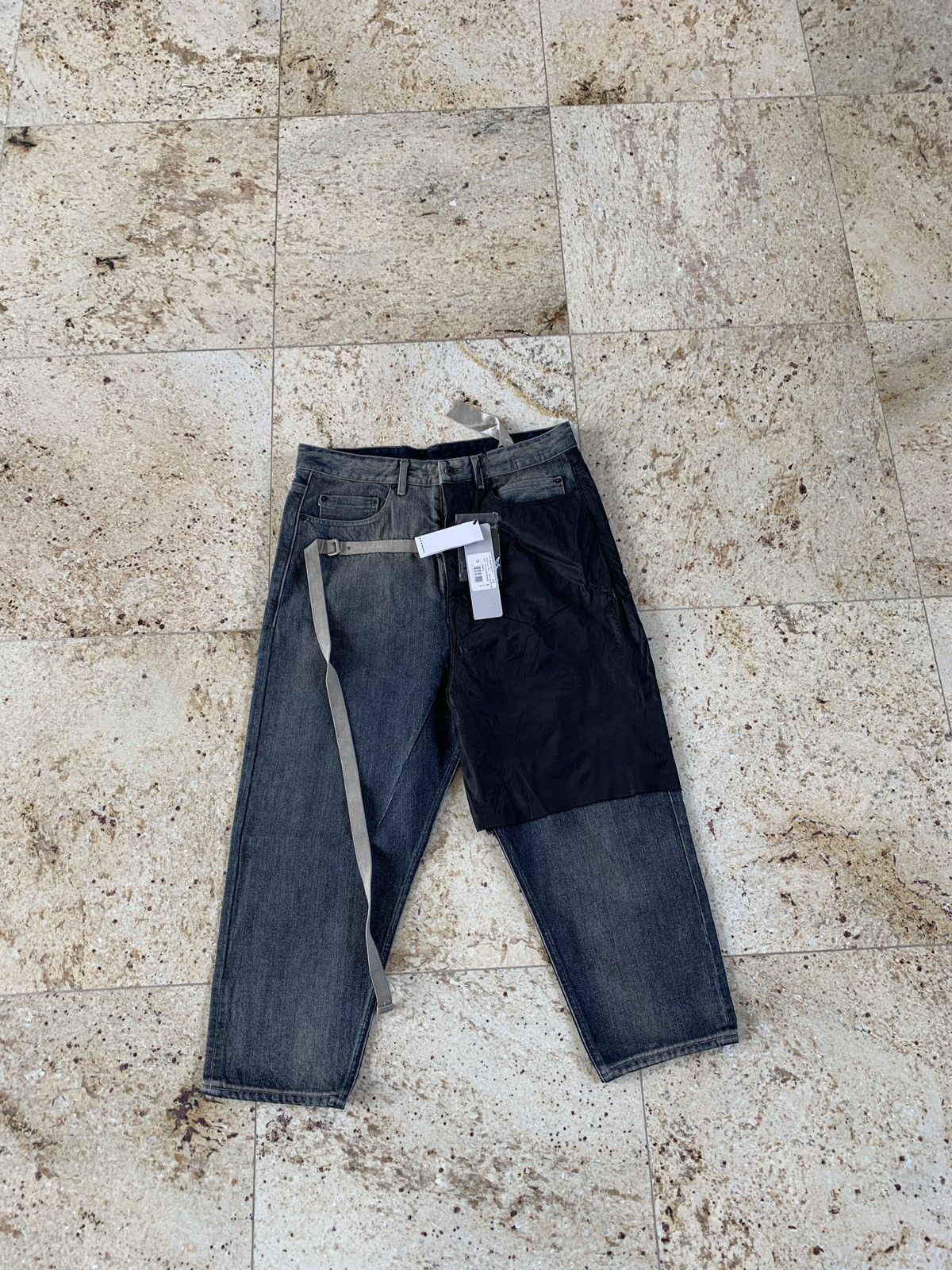 Rick Owens Drkshdw Combo Collapse Cut Denim in Hustler Black Size US 31 - 2 Thumbnail