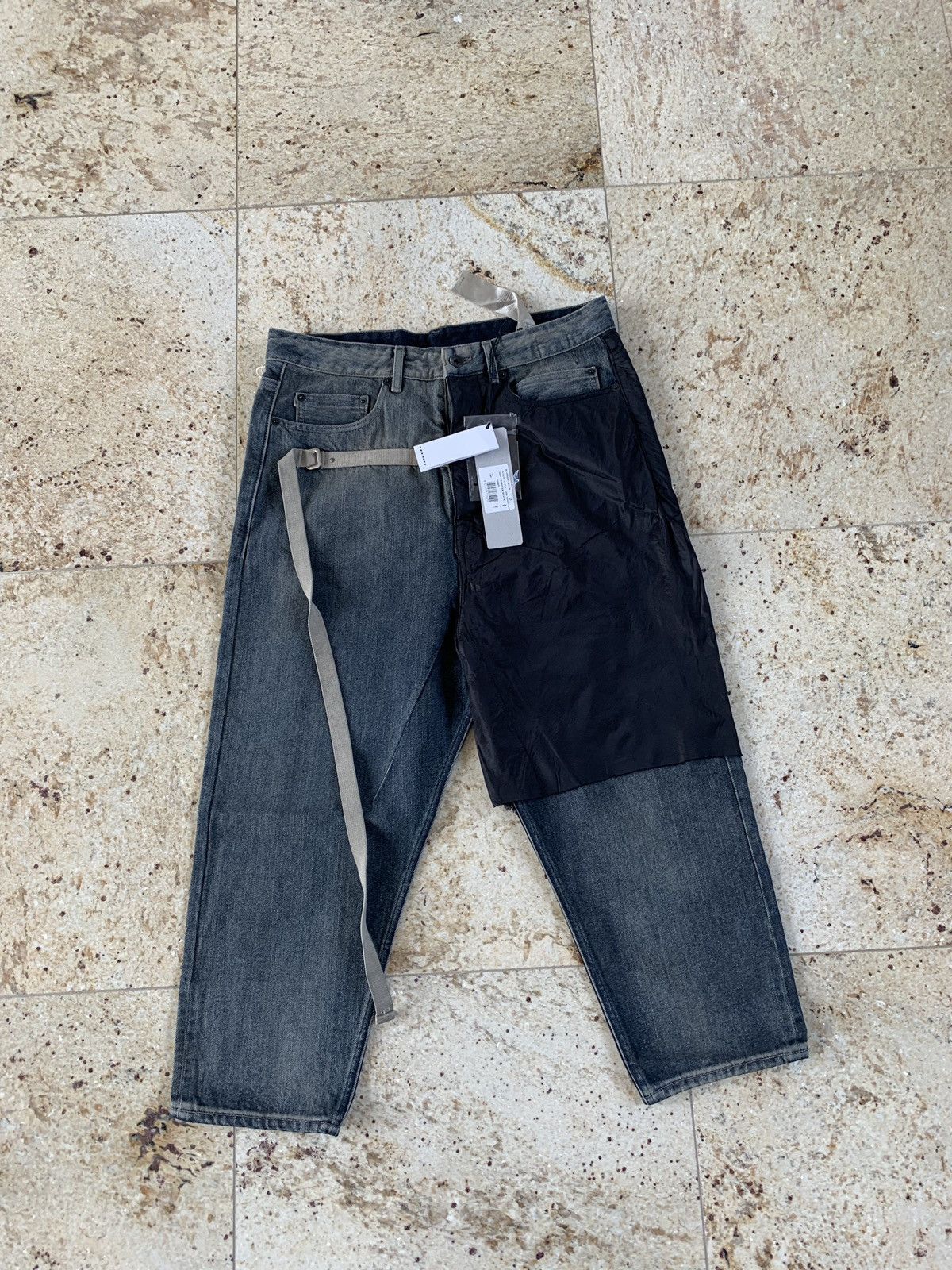 Rick Owens Drkshdw Combo Collapse Cut Denim in Hustler Black Size US 31 - 3 Thumbnail