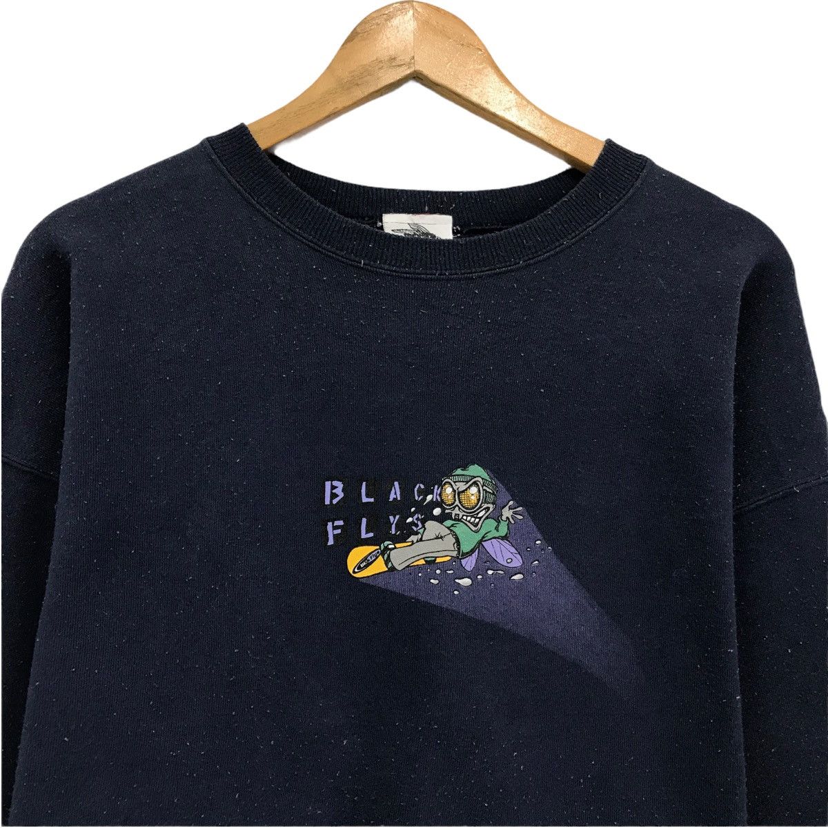 Vintage × Welcome Skateboards Vintage Black Flys Sweatshirt Pullover Jumper Skatewear Size US L / EU 52-54 / 3 - 5 Thumbnail