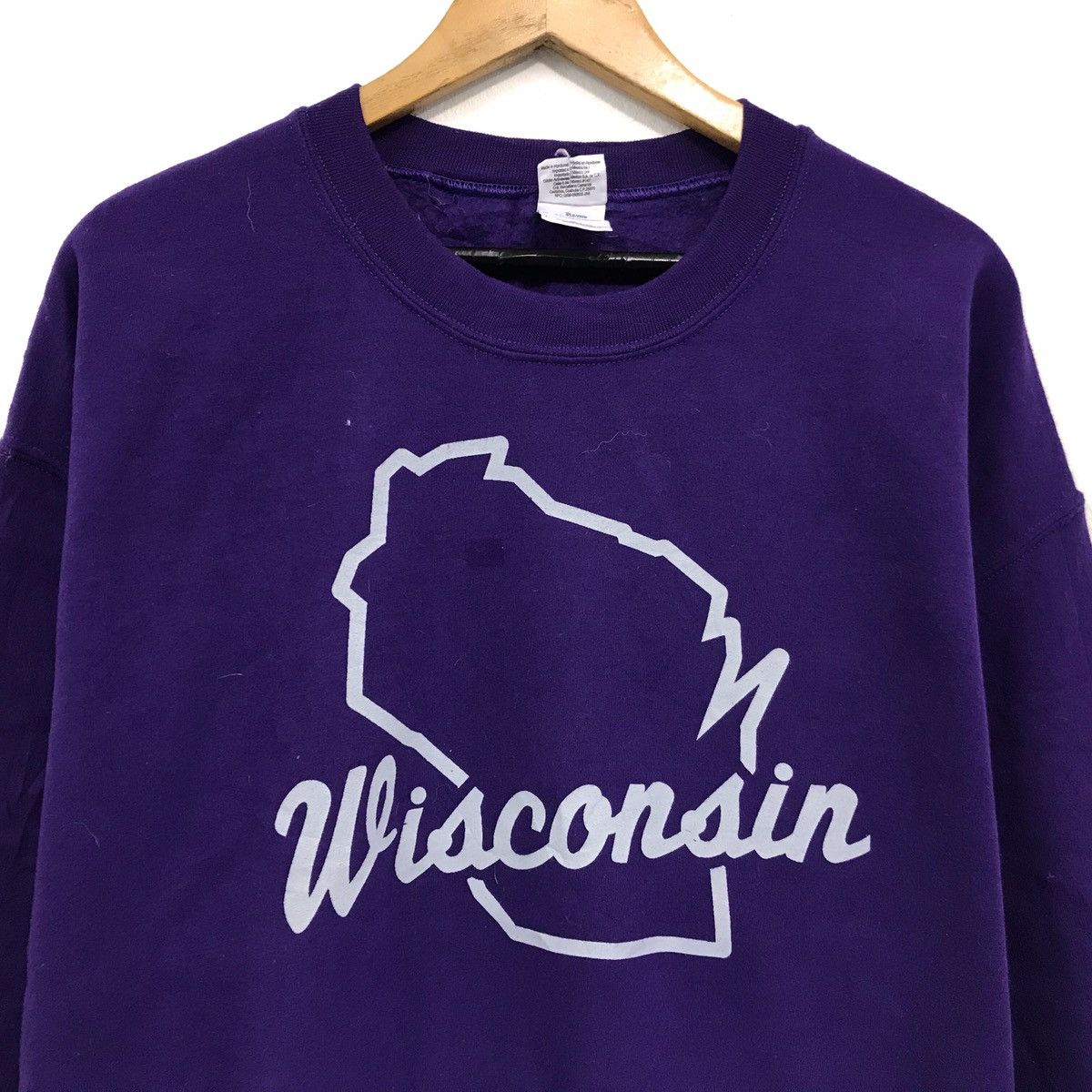Gildan × Vintage Vintage Wisconsin Sweatshirt Big Logo Wisconsin Size US L / EU 52-54 / 3 - 2 Thumbnail