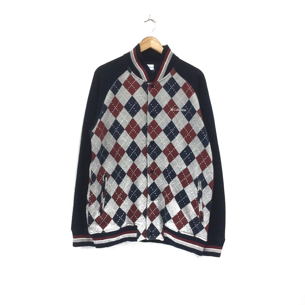 Vintage Varsity Columbia fullprint design snap button