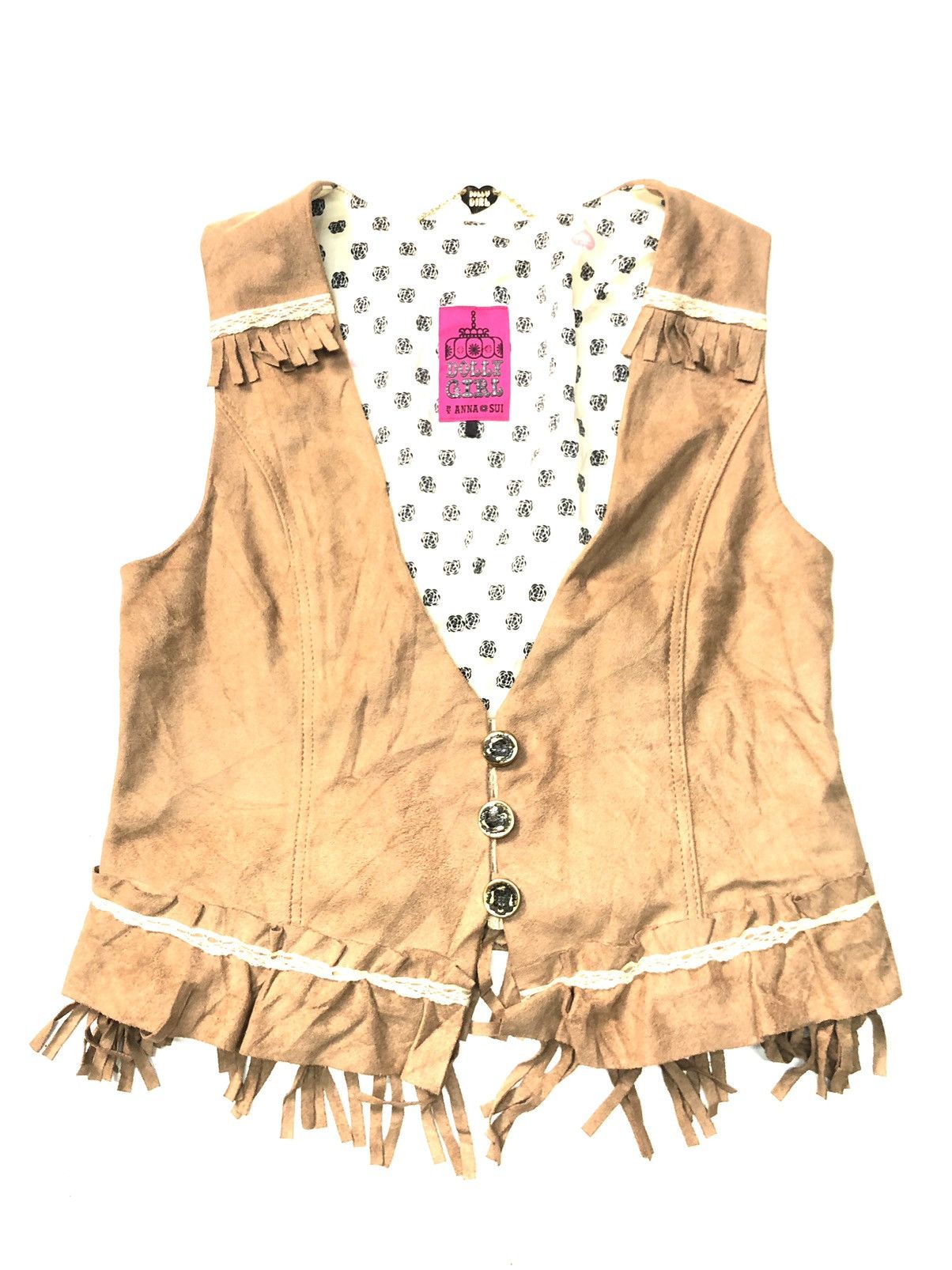 Anna Sui × Designer DOLLY GIRL BY ANNA SUI SUEDE APACHE NATIVE VEST FOR GIRLLL Size XS / US 0-2 / IT 36-38 - 1 Thumbnail