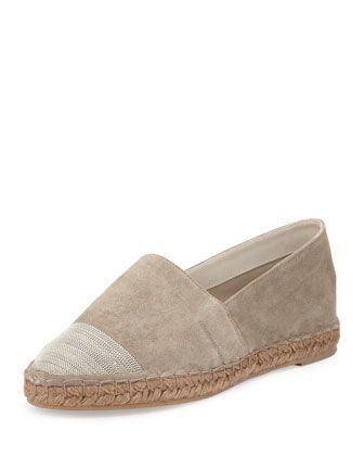 Brunello Cucinelli Brunello Cucinelli Monili Cap-Toe Suede Espadrille Flats Size US 7.5 / IT 37.5 - 1 Thumbnail