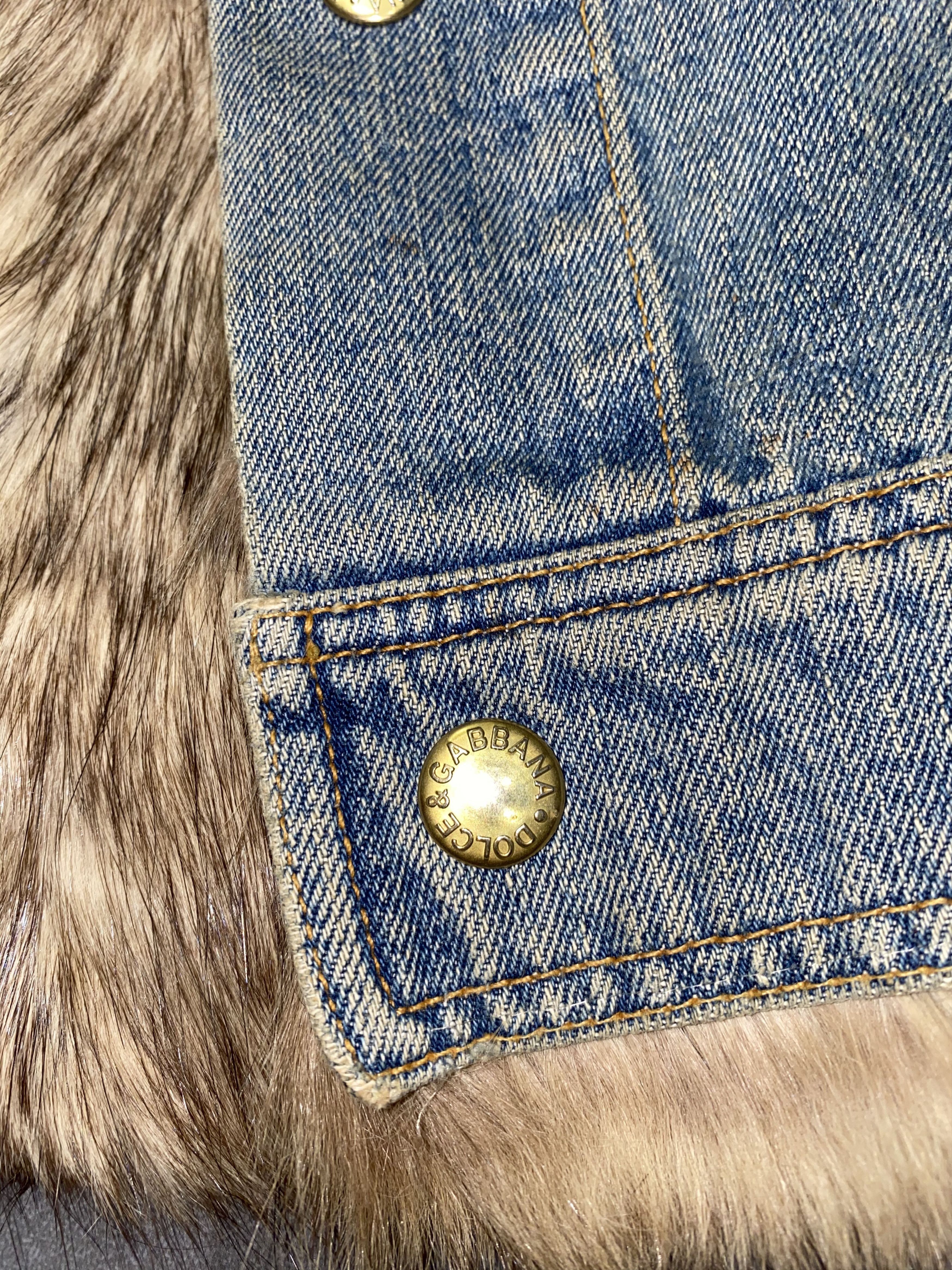Dolce & Gabbana Dolce & Gabbana Distressed Viscacha Fur Denim Jacket Size US L / EU 52-54 / 3 - 15 Thumbnail