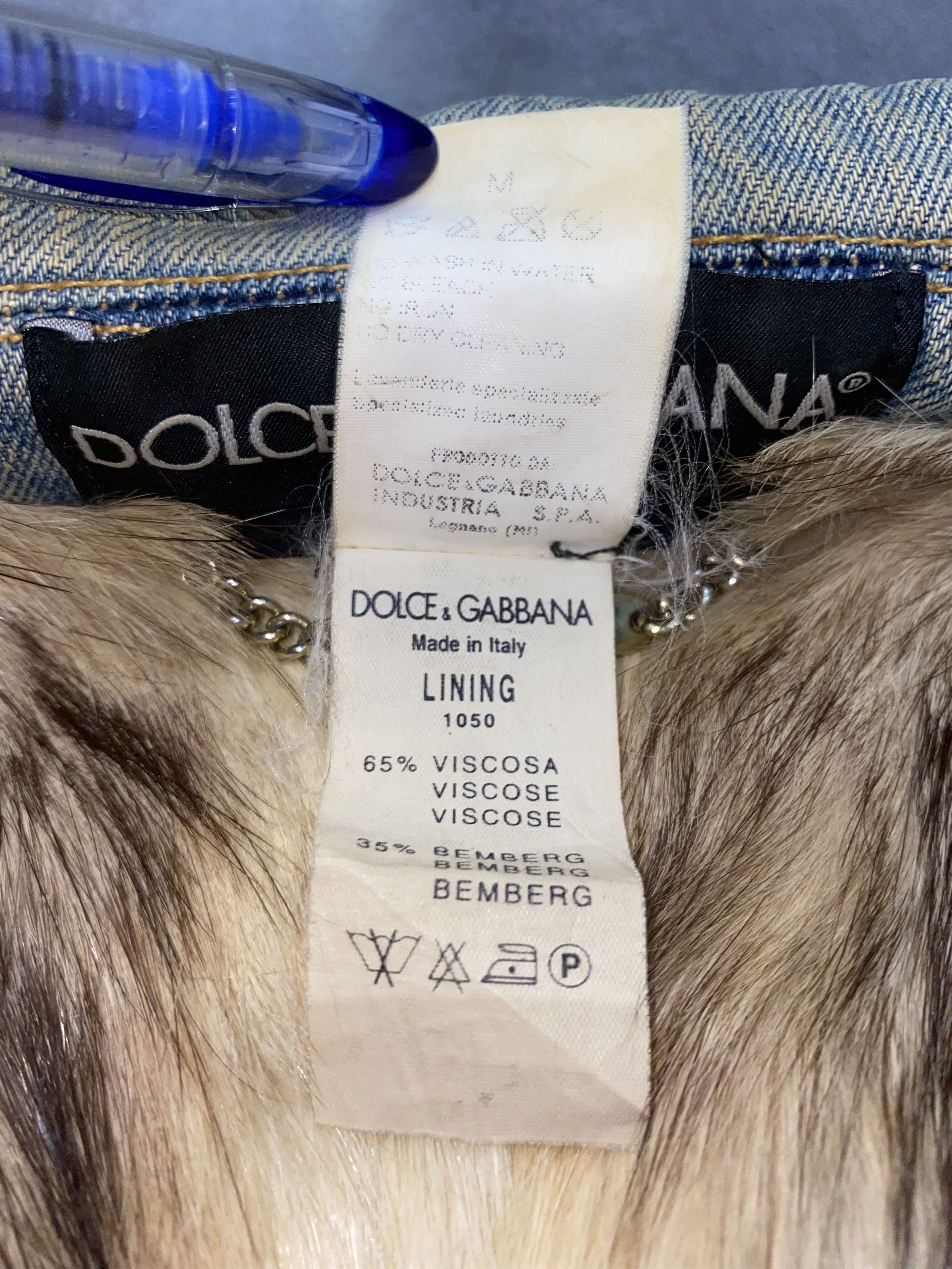 Dolce & Gabbana Dolce & Gabbana Distressed Viscacha Fur Denim Jacket Size US L / EU 52-54 / 3 - 20 Thumbnail