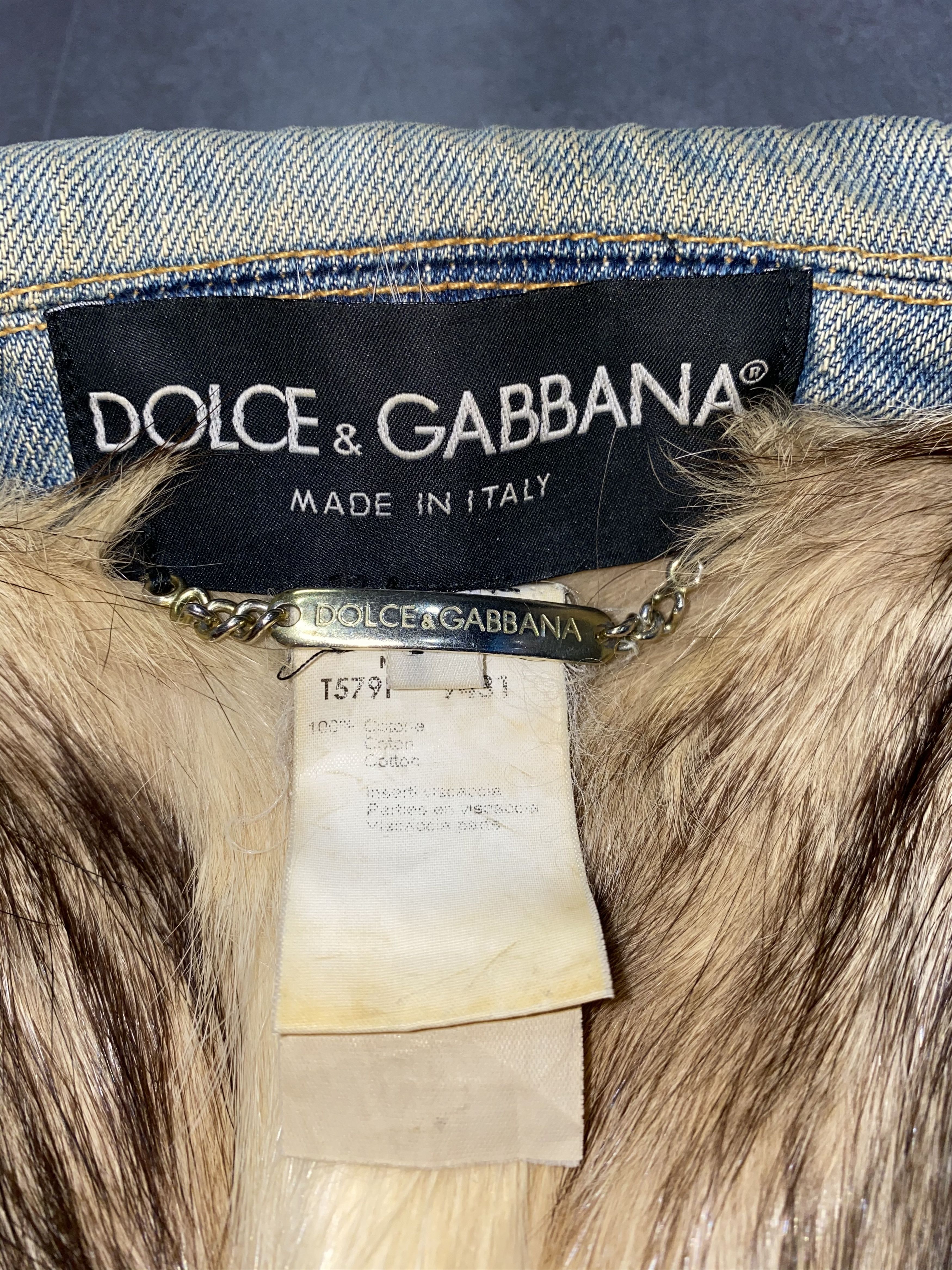 Dolce & Gabbana Dolce & Gabbana Distressed Viscacha Fur Denim Jacket Size US L / EU 52-54 / 3 - 18 Thumbnail