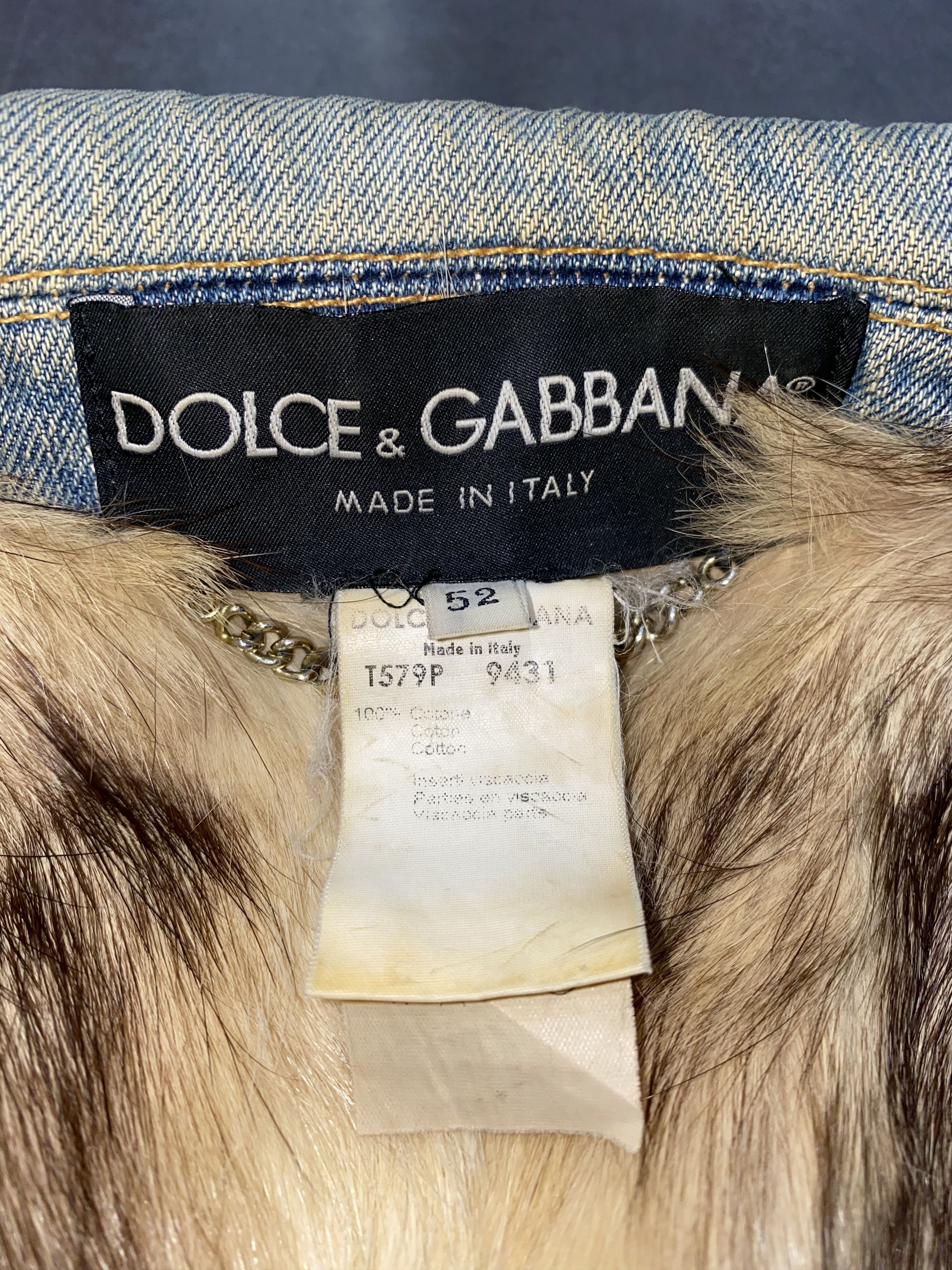 Dolce & Gabbana Dolce & Gabbana Distressed Viscacha Fur Denim Jacket Size US L / EU 52-54 / 3 - 19 Thumbnail